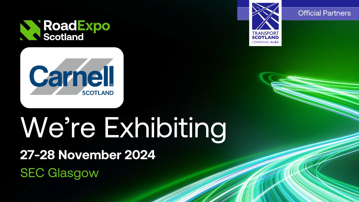 RoadExpoScot's tweet photo. Welcome @CarnellHighways to #RoadExpo24. Find them on stand B8 @SECGlasgow, 27-28 Nov. #KeepingScotlandMoving. See the Exhibitor List > https://t.co/Qmn9KJXByR https://t.co/n5KASq7OYc