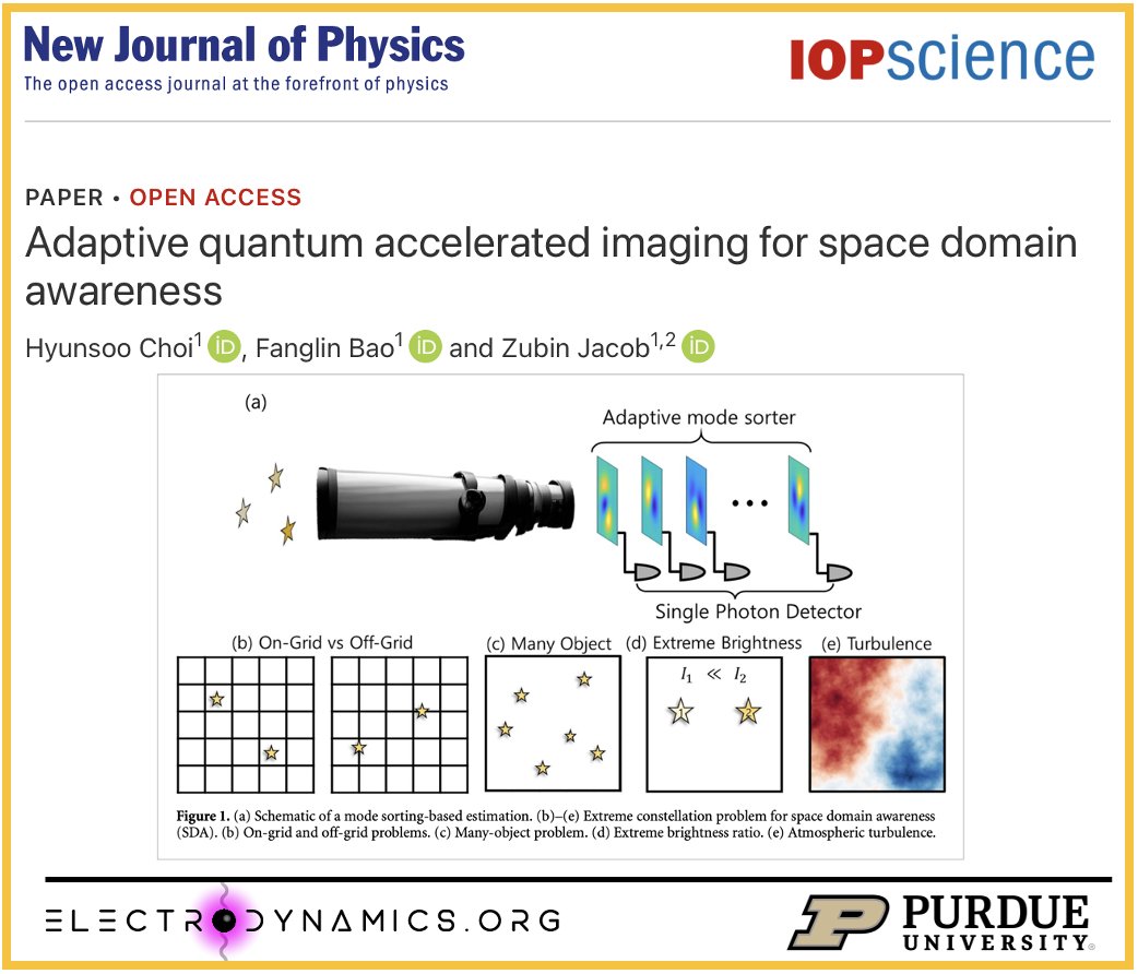 Our recent #research on Space Domain Awareness (SDA) has been published in the New Journal of Physics.  Here, #quantum accelerated imaging shows significantly improved estimation in position, brightness and number of targets for all SDA challenges.

<a href="/PurdueECE/">PurdueECE</a> <a href="/IOPPublishing/">IOP Publishing</a> #NJP