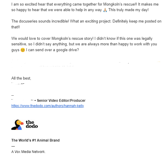 UnchainedDaniel's tweet photo. Awesome news!!!
The Dodo has confirmed they'll be covering Mongkoln's story! Our boy is going to be famous!
#OnchainElephants #Onchained #Base