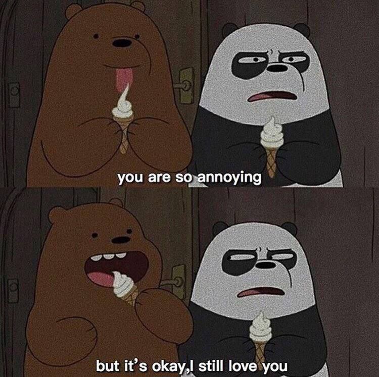 You are so annoying but,it’s okay I still love you♥️.
أنت مزعج جداً لكن لابأس لا زلت أحبك♥️.