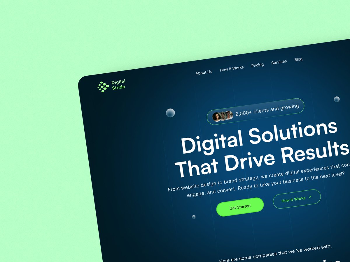 AvoDesigns_'s tweet image. Hello 👀
I explored a hero section design for a Digital Agency 💻
What do you think?