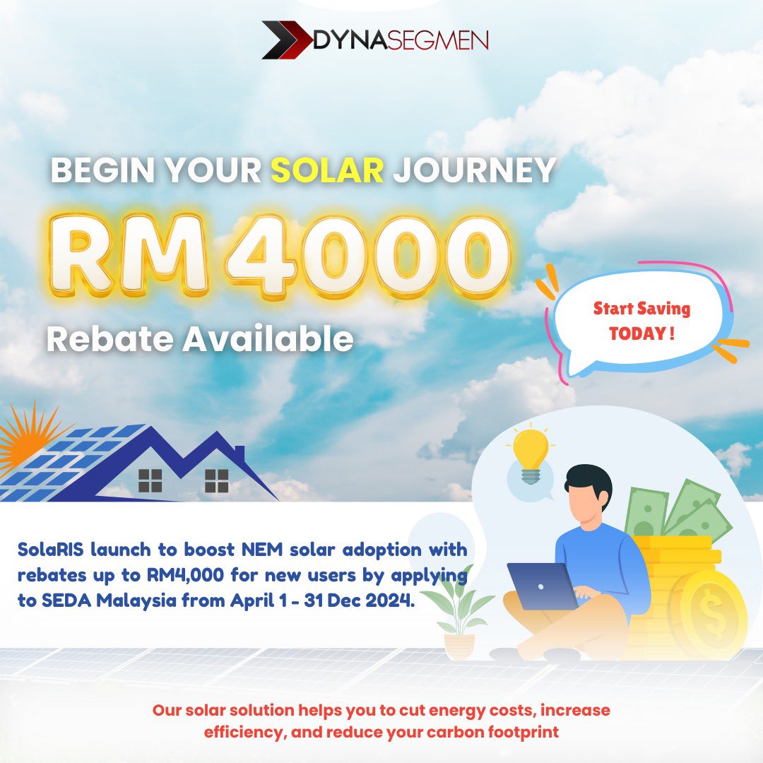 DynaConsurv's tweet photo. ⚡ POWER UP WITH OUR RENEWABLE ENERGY SOLUTIONS! 

✅ We tailor each solar system to meet your specific needs.

✅ We offer flexible financing to make your solar investment affordable.

✅ Get up to a maximum of RM4000 rebates!

☎️ Get your QUOTE here: https://t.co/EmycEN3G10 https://t.co/AcY0e3Gf7K