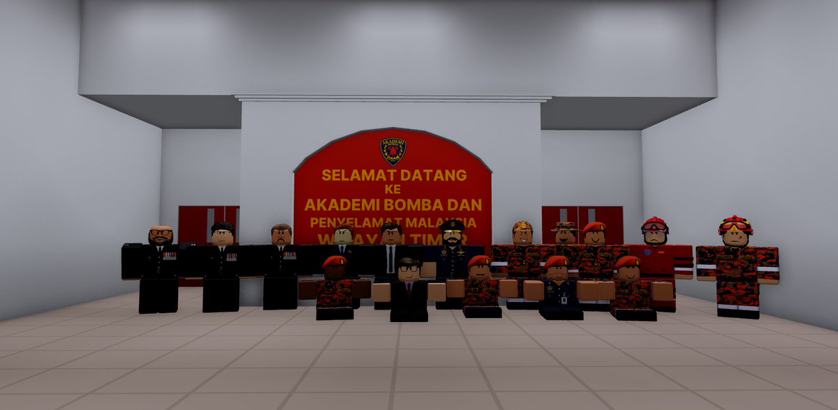 RBLXMYS_Bomba's tweet photo. The Fire and Rescue Department of MYSverse recently welcomed representatives from @RBX_LFB to our new Fire Academy! The representatives were given a tour around our new facility and discussed on a joint-partnership between the two departments. https://t.co/AjaV5lVDVP