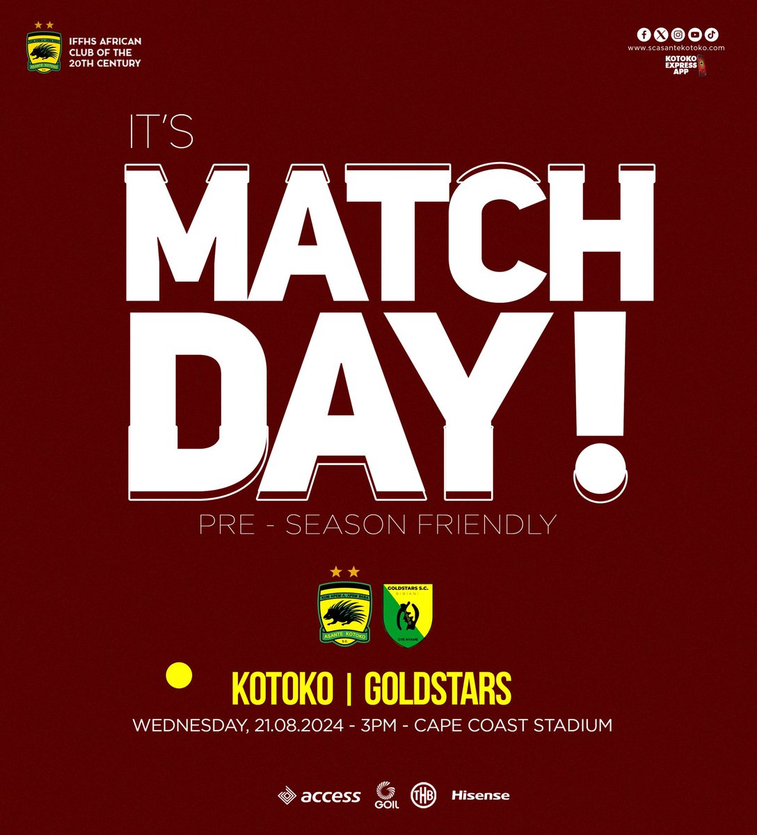 Matchday in the Coastal City. 

#Preseason #Fabucensus #Kotoko4All