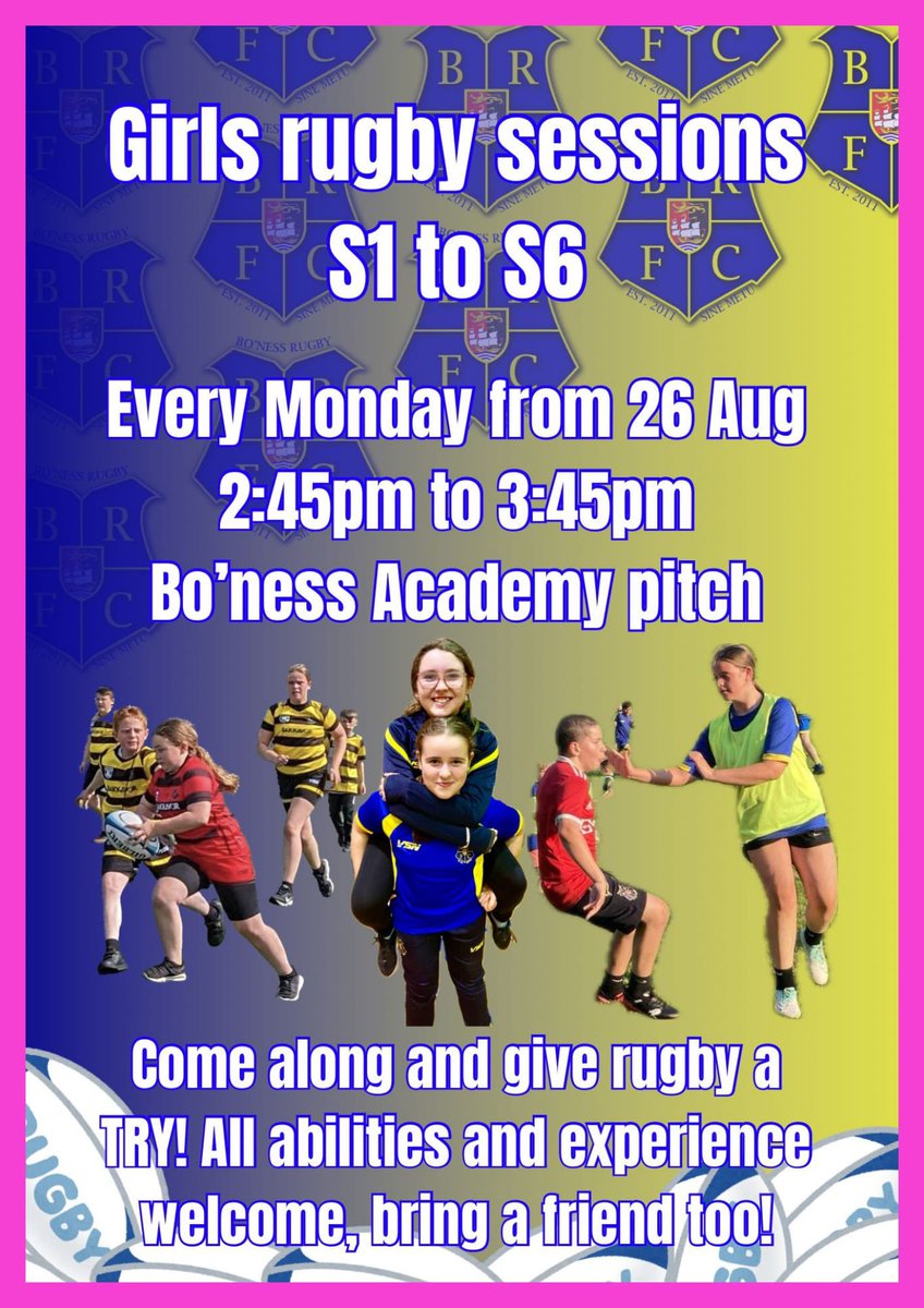 LyndsayPorteous's tweet photo. New session alert
"Here comes the girls" MONDAY 26TH AUG,  S1-S6, Bo’ness Academy, After-school 🦏🩵🩷💛🦏 @Boness_HWB @ASC_Steph https://t.co/6tuDX2GZVA
