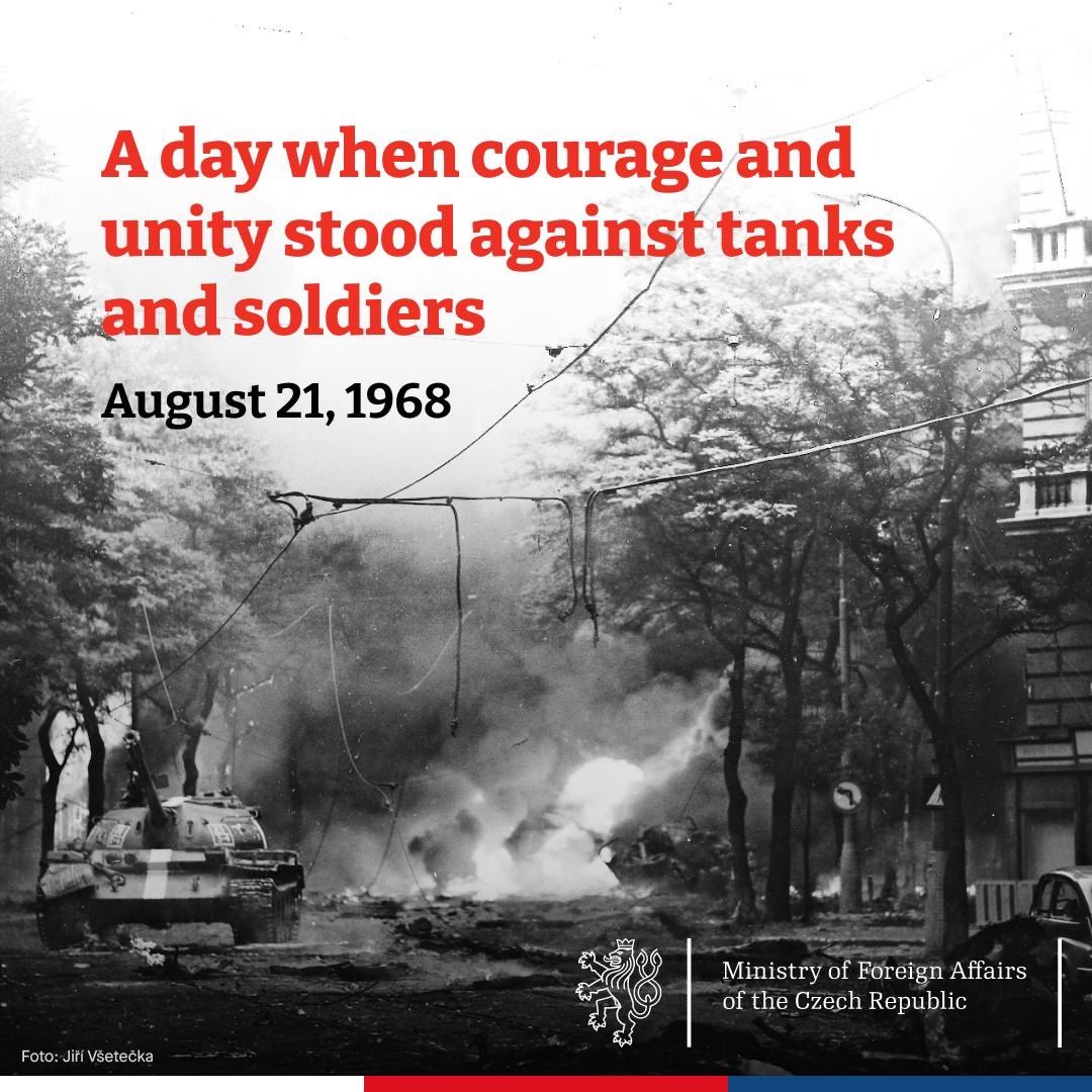 SM_Strasbourg's tweet photo. The date 21 August 1968 when Soviet tanks invaded 🇨🇿 is a strong reminder that our freedoms and democracy were not just granted. Let us commemorate those who fought for freedom and democracy that we can live in today.
#august68 https://t.co/5qxgh29zvl