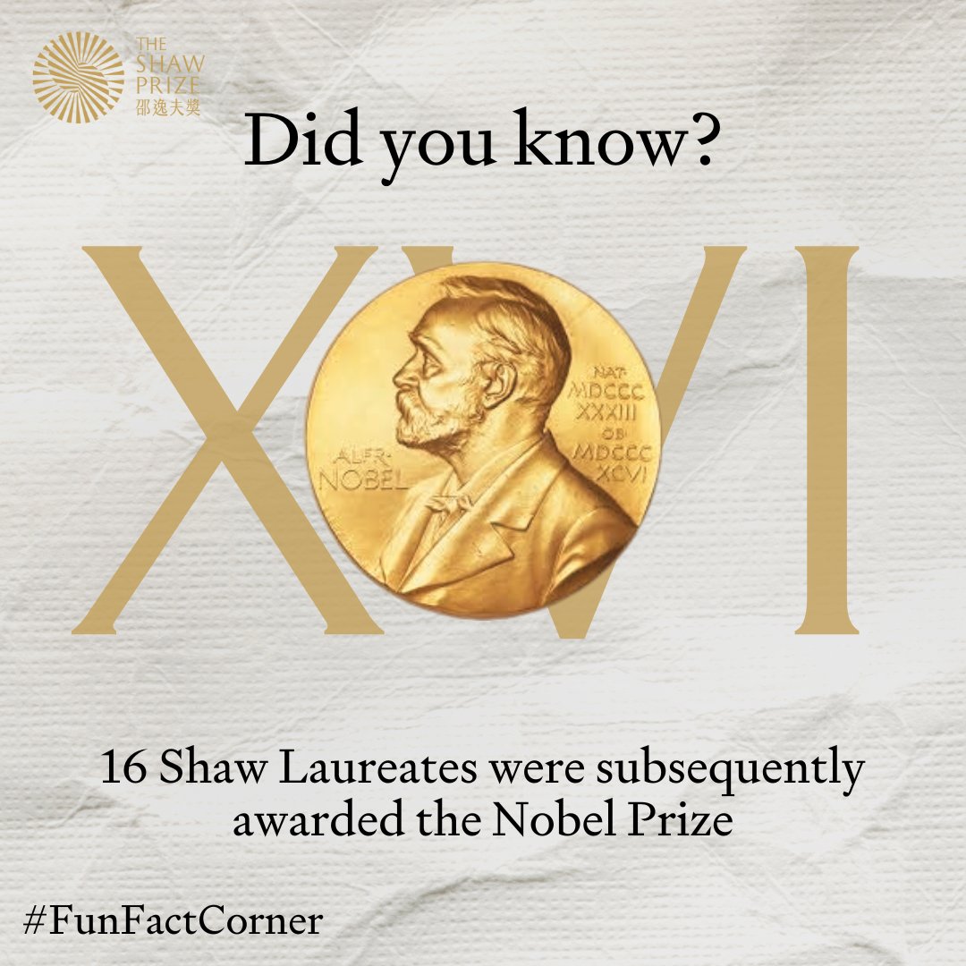 ShawPrize's tweet photo. 🚀Pathway to Nobel! 🏆Did you know that many Shaw Prize winners have also gone on to win Nobel Prizes? This incredible track record underscores the #ShawPrize's role in recognising &amp; honoring groundbreaking scientific talent.🌟🔬
#FunfactCorner https://t.co/aFWLD6pq9W