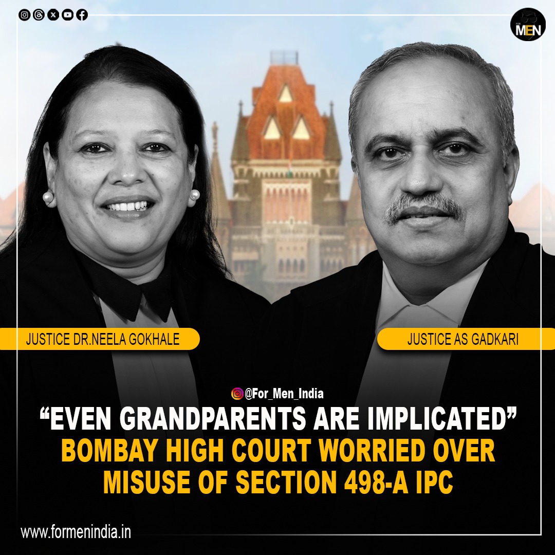 ForMenIndia_'s tweet photo. The Court's remarks came in a petition for quashing a Section 498A case following a settlement between the wife and her husband, mother-in-law, and sister-in-law. The court observed that even grandparents and bedridden individuals were being implicated in such cases and said that they don't appreciate this. 

After quashing the case, the same Bench in 2022 had recommended that the Central government make the offence under Section 498A IPC compoundable.

Following this, the Union Ministry of Women and Child Development filed an affidavit, expressing that it would not be in the interest of women to make Section 498A IPC a compoundable offence.
In January this year, The High Court was informed that the State's bill could not be processed for want of requisite data.

The Bench had then directed the State to take steps to submit a fresh bill, incorporating additional data and addressing the anomalies pointed out by the Ministry of Women and Child Development. This exercise is yet to be done.

WHAT ARE YOUR OPINION ON THIS? Let us know in the comments.
#formenindia #mentoo #mensrights