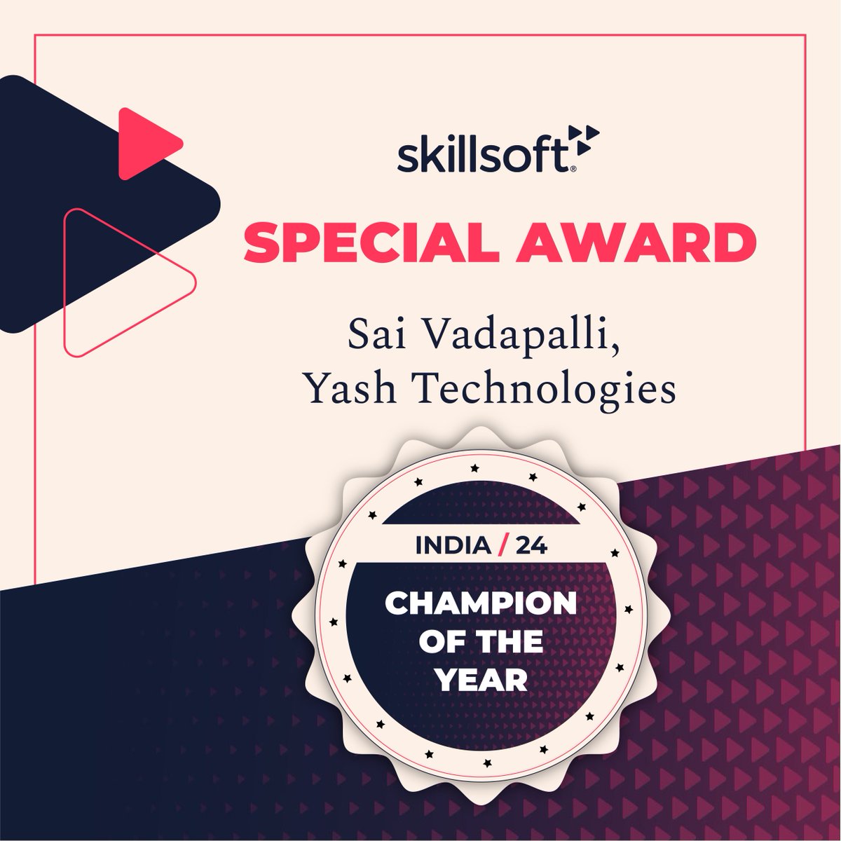 SkillsoftIndia's tweet image. Way to go, Sai Vadapalli from @YASH_Tech, for winning a special award in the "Champion of the Year" category award at Skillsoft Perspectives 2024 – India! Your skills in driving impactful programs & fostering a culture of #learning is commendable.
#Learning
@PeopleMatters2