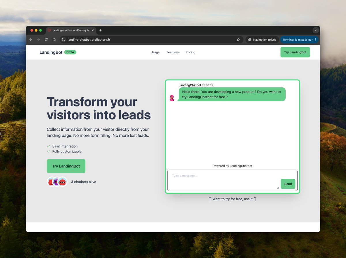 🚀 Just release a landing page for LandingChatbot

Link below ⬇️

Need your feedback, please😇 

#buildinpublic