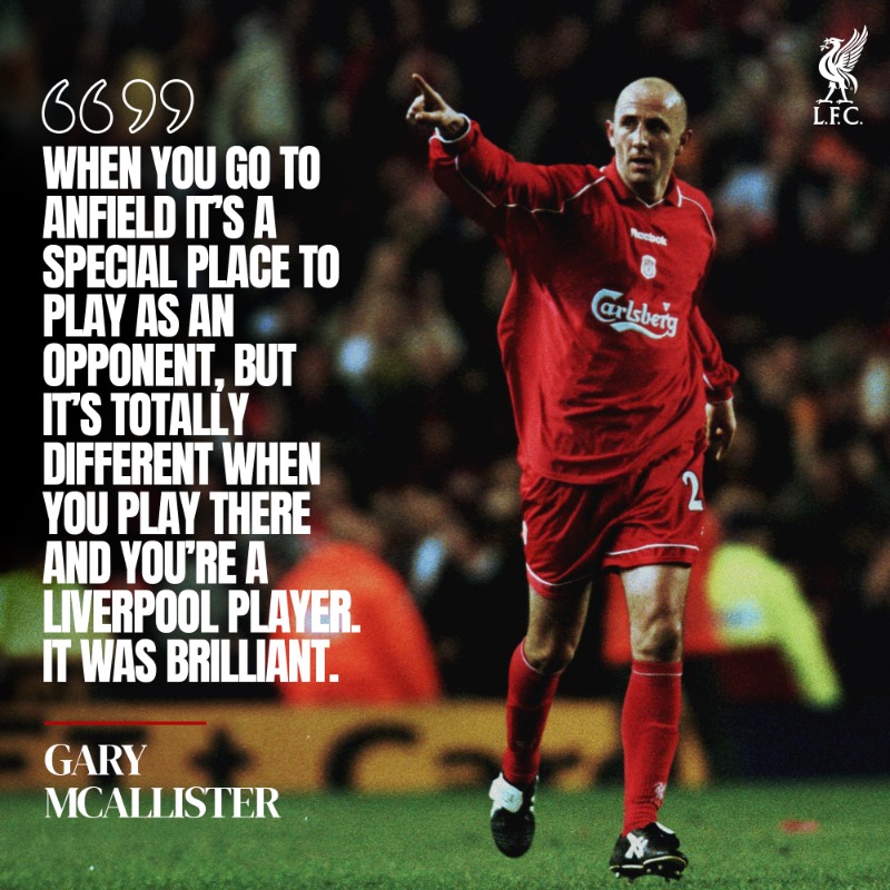 LFC's tweet photo. In the latest edition of our ‘My Liverpool Story’ series, Gary McAllister shares brilliant memories and insight from two years with the Reds ⤵️