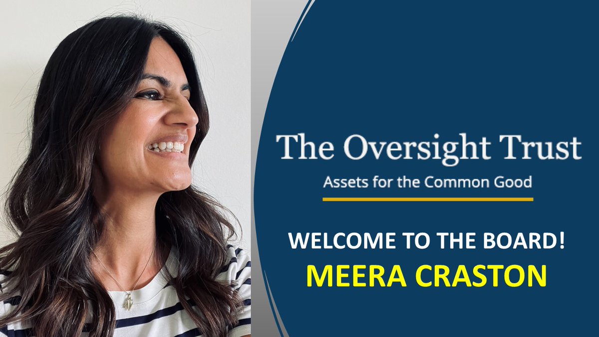 NEWS: Welcome to the <a href="/OversightTrust/">Oversight Trust</a> Board - evaluation, social impact and policy design specialist <a href="/meeracraston/">Meera Craston</a>. More info here bit.ly/3AlQUIO