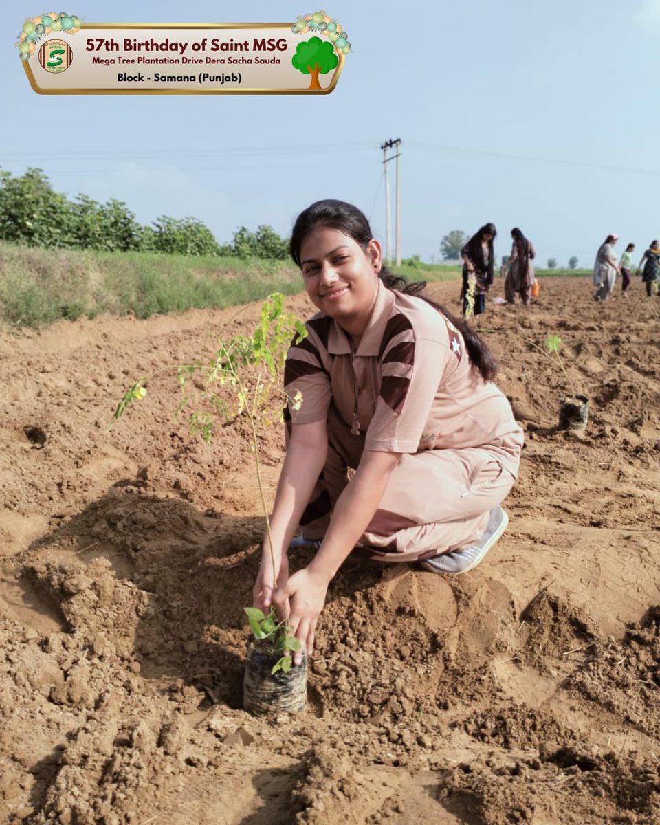 GreenSwelfares's tweet photo. "True celebration lies in nurturing life." 🌿
Shah Satnam Ji Green ’S’ Welfare Force Wing volunteers chose a remarkable way to celebrate the birthday of Saint Dr. MSG Insan by organizing a Mega Tree Plantation Drive. Their green gift of planting saplings not only honors His teachings but also contributes to a healthier, greener planet. Every sapling is a symbol of hope and sustainability. #SaintMSGInsan #TreePlantation