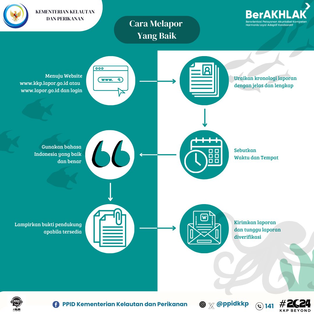 ppidkkp's tweet photo. Halo #Sahabatbahari. Jika kamu menemukan kendala dan keluhan sektor kelautan dan perikanan, silakan mengirimkan pengaduan, saran dan masukan melalui kanal LAPOR. Bersama, kita wujudkan transparansi dan pelayanan publik yang lebih baik.

#ppidkkp
#laporKKP
#pelayananPublik https://t.co/E6uMnrqwwZ