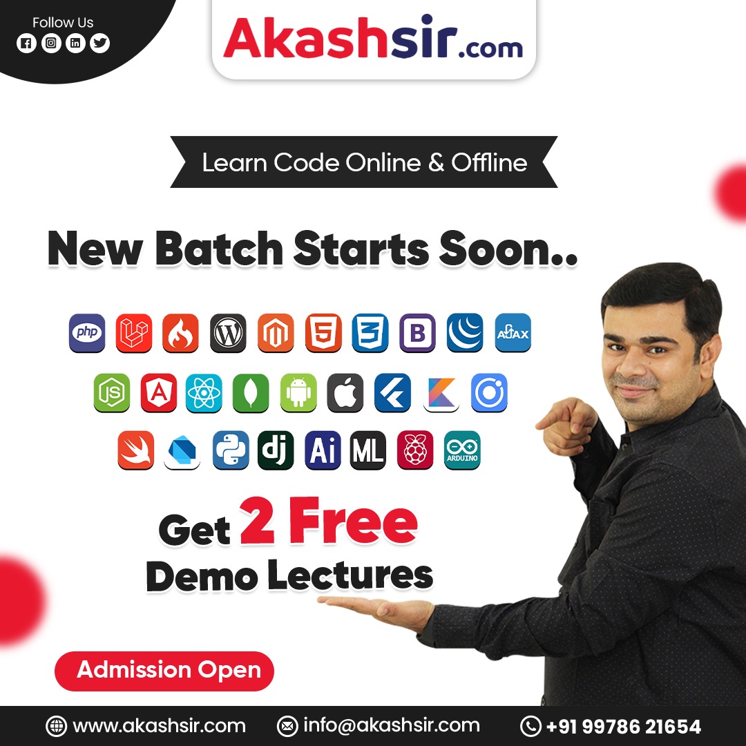 akashsirdotcom's tweet image. Start Your IT Career with Our Various Coding Programs.
#coding #itcourses #itprogramming #learncoding #learncode #ittrainer
