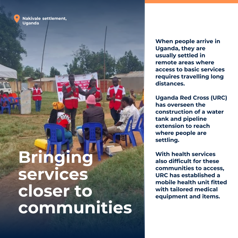 ifrc's tweet photo. The @UgandaRedCross is making a difference in the lives of displaced people. By building a water tank &amp; providing essential health care through their mobile unit, they are bringing hope.

Learn how the @IFRC, with support from @eu_echo, is helping migrants &amp; displaced people.