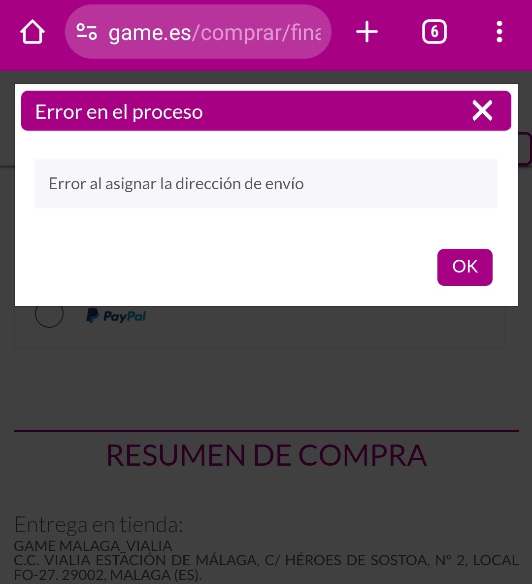 Kuroudi's tweet photo. @GAME_SAC Estuvo esta semana durante dos días en stock en web y en todos los intentos de compra con recogida en tienda me indicaba que había un error al asignar la dirección de envío. ¿El servicio de recogida en tienda tampoco está disponible ya? https://t.co/qcmEakfh7k