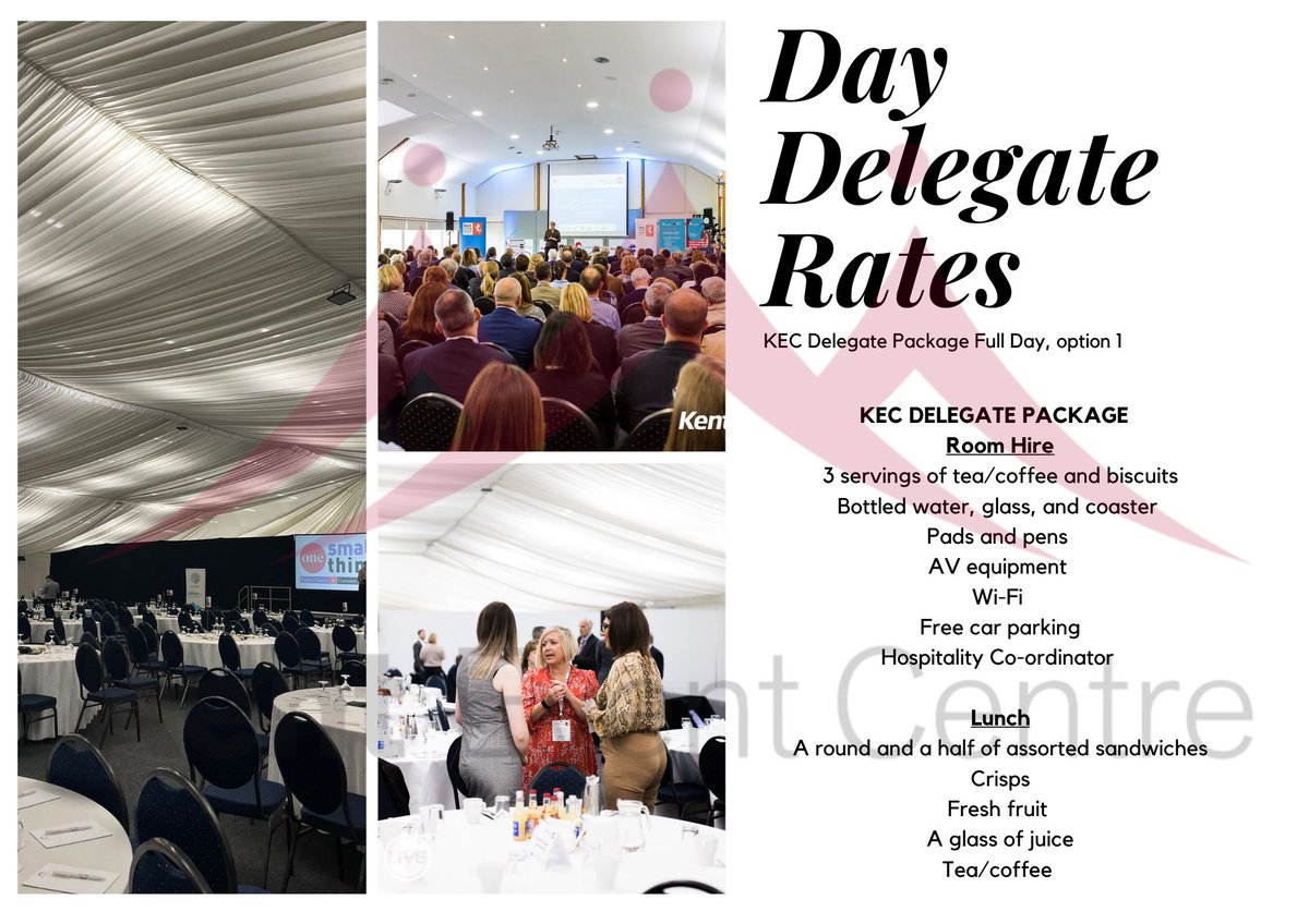 At the Kent Event Centre, we want to take the pressure off, to allow you to have a great conference. 

Check out the different full-day delegate options we have on offer  for you and your guests. ✨