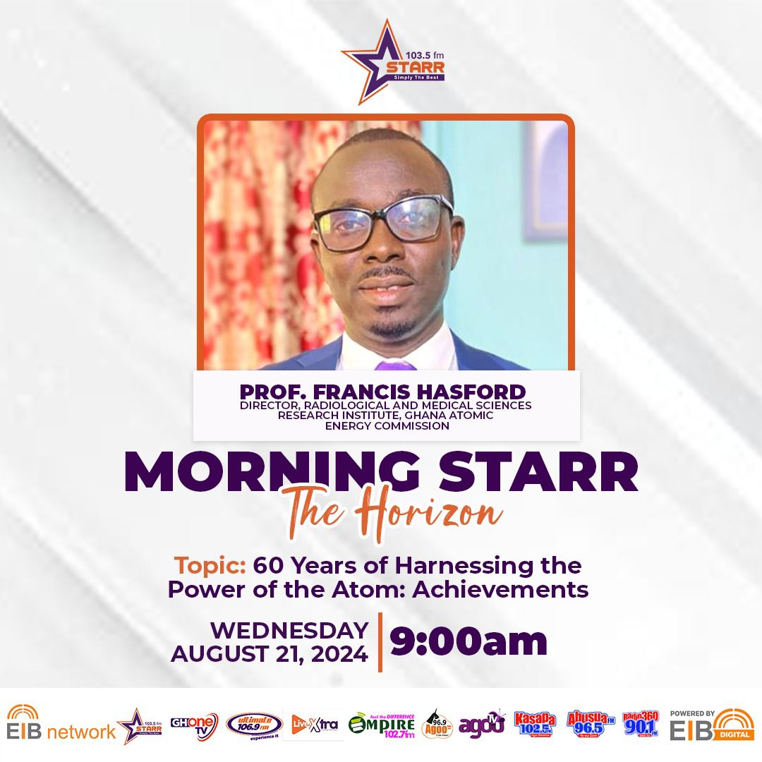 Starr 103.5 FM (@starr1035fm) on Twitter photo Professor Francis Hasford (<a href="/haspee1/">Francis Hasford</a>) joins us on #TheHorizon with Lantam Papanko (@Lantam) today...
#ElectionHub #StarrFM #MorningStarr Professor Francis Hasford (<a href="/haspee1/">Francis Hasford</a>) joins us on #TheHorizon with Lantam Papanko (@Lantam) today...
#ElectionHub #StarrFM #MorningStarr