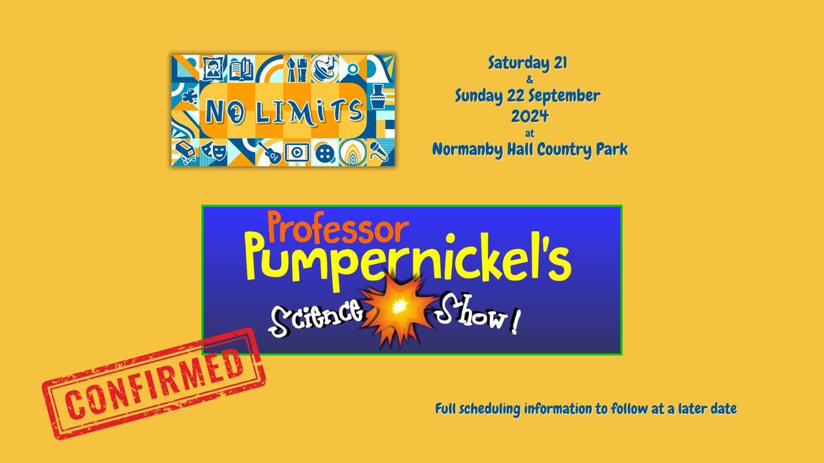 No Limits Festival (@nolimitsfest_) on Twitter photo The ever popular Professor Pumpernickel will be returning to No Limits Festival with his brilliant science show!! Expect pops, bangs and explosions! The ever popular Professor Pumpernickel will be returning to No Limits Festival with his brilliant science show!! Expect pops, bangs and explosions!