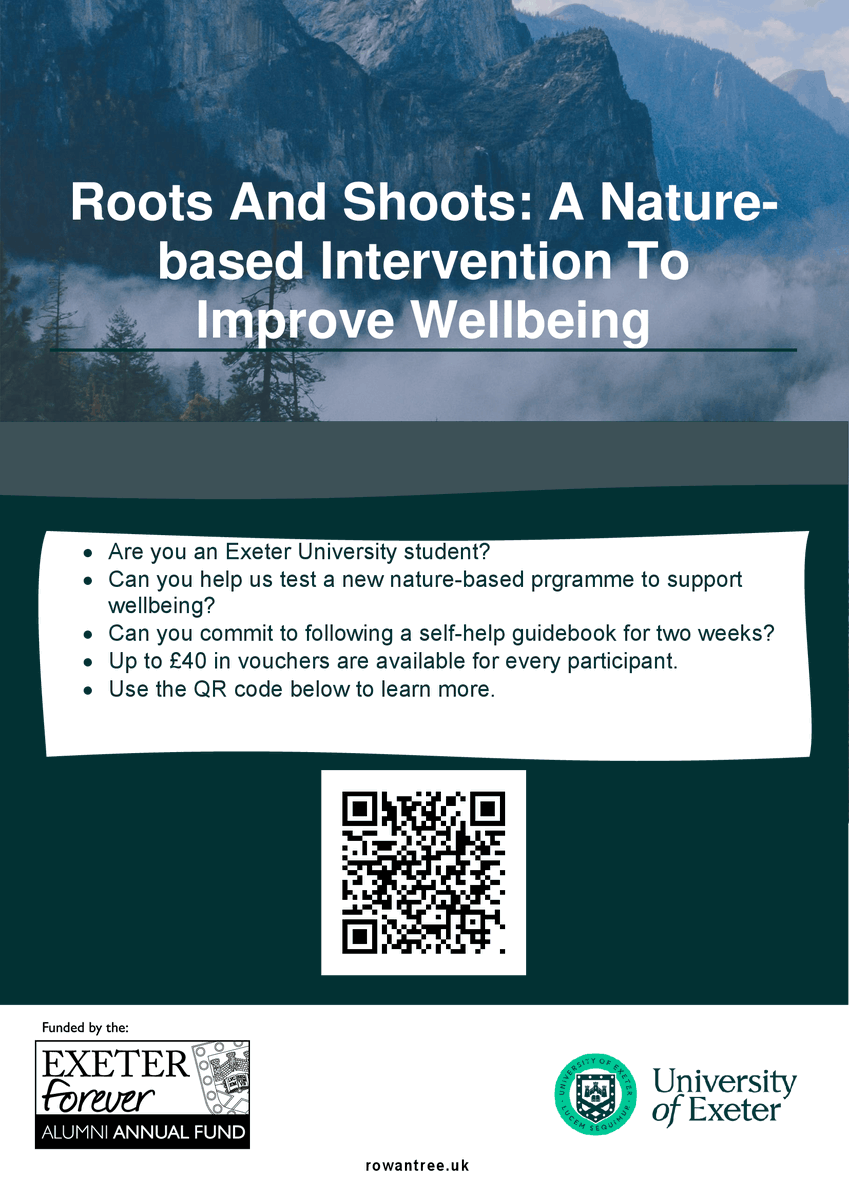 Are you an Exeter University student? If so please consider participating in our new nature study. Up to £40 in vouchers available.