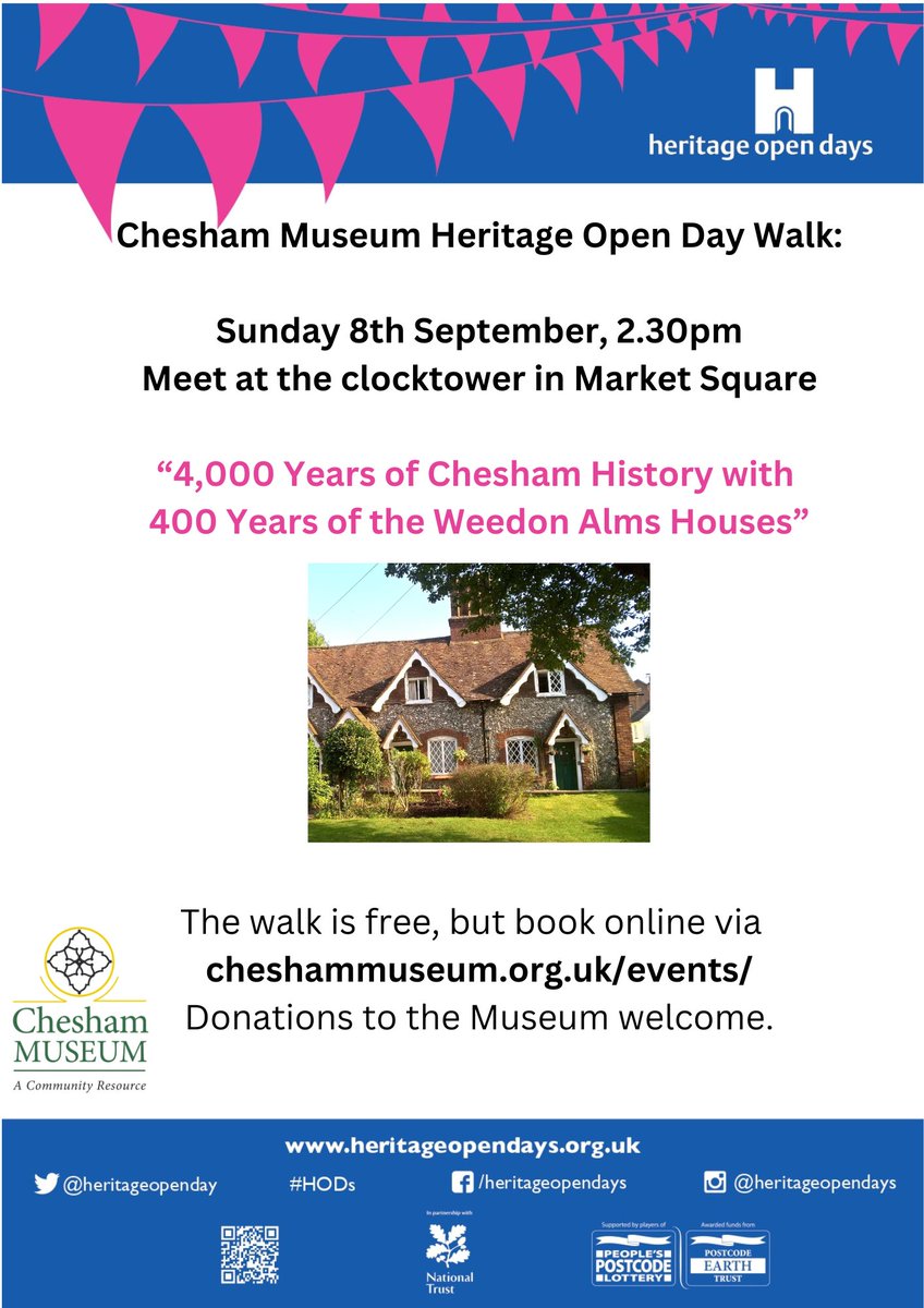The wonderful <a href="/CheshamMuseum/">Webmaster</a> volunteers are hosting a <a href="/heritageopenday/">Heritage Open Days</a> FREE walk on Sunday 8th September. Book your place via cheshammuseum.org.uk/events/ #history #walks #heritage