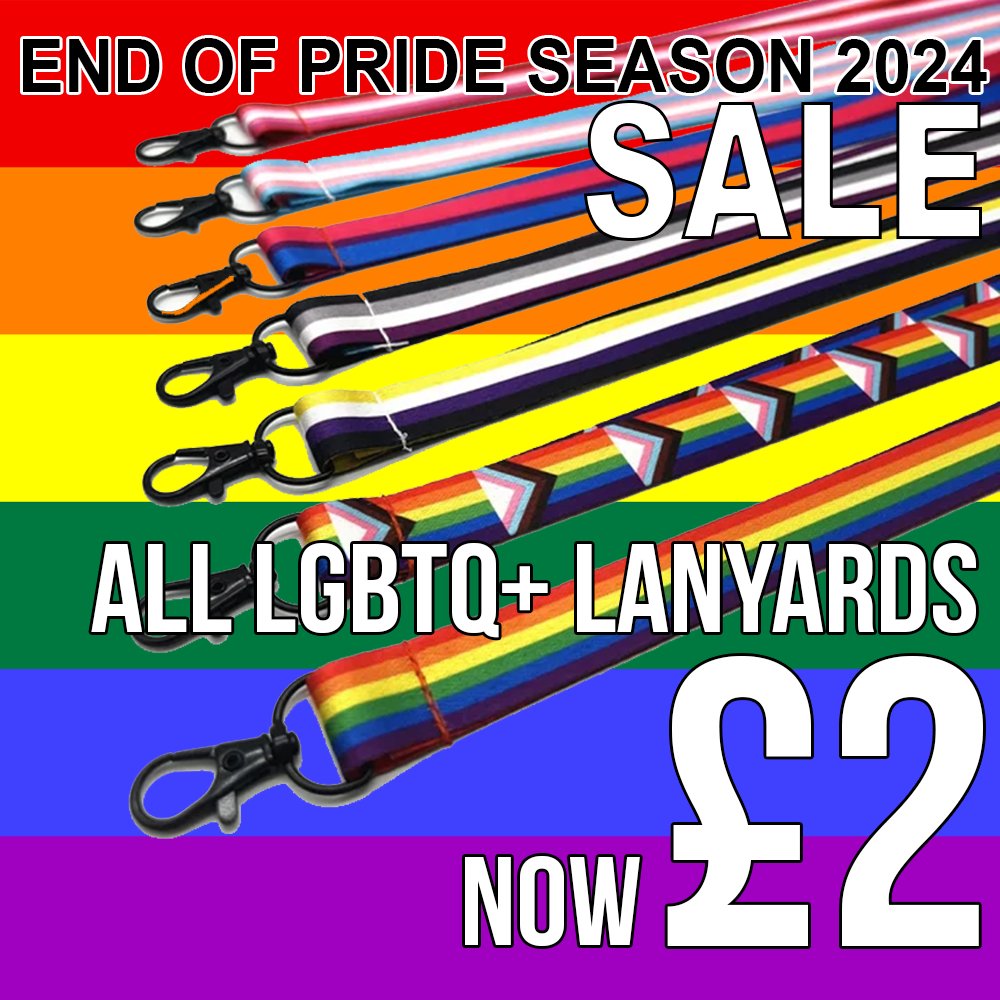 ALL Lanyards now just £2 each (was £3.50). Available Second Floor of Afflecks or online. Available in 20 styles - from progress pride and rainbow, to lesbian, non binary and bisexual.  

#gay #gaypride #gaymanchester #afflecks #manchesterpride #manchesterpride2024
#pride #gayshop