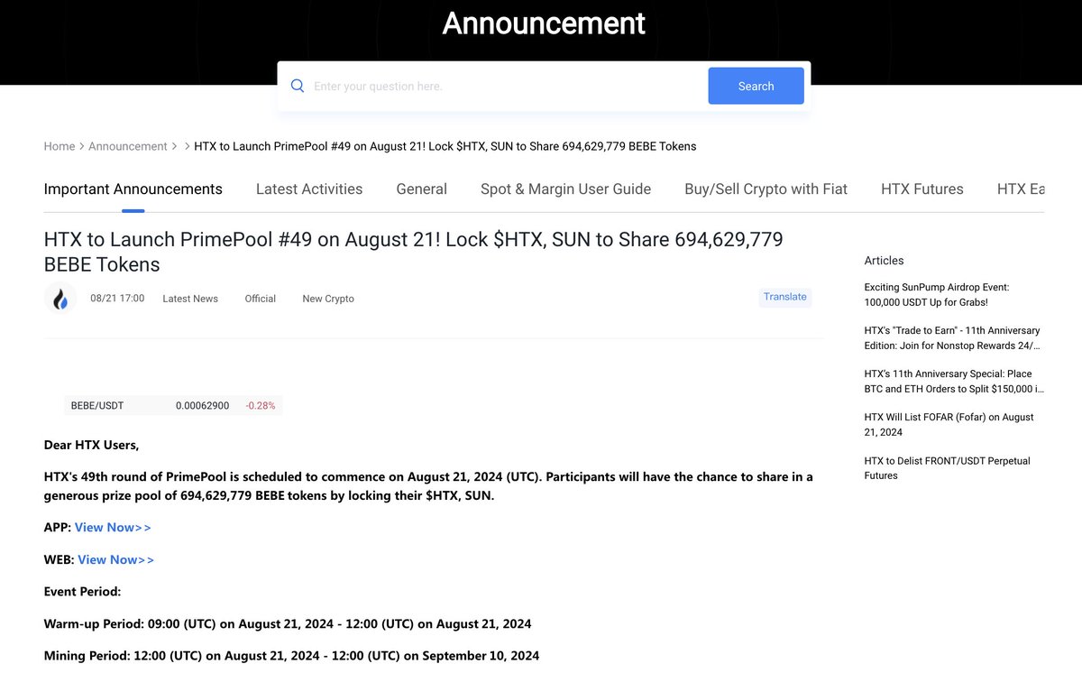 BEBE_BE1BE's tweet photo. 📢 Exciting News! 🚀

Get ready for #HTX PrimePool #49 launching on August 21, 2024! 

Lock your $HTX and SUN to share in a massive prize pool of 694,629,779 BEBE tokens 🎮💰

Don't miss out on your chance to earn $BEBE ! 

#BEBE #HTX #PrimePool

https://t.co/aQs5OTK1gq https://t.co/jDX7bikFTb