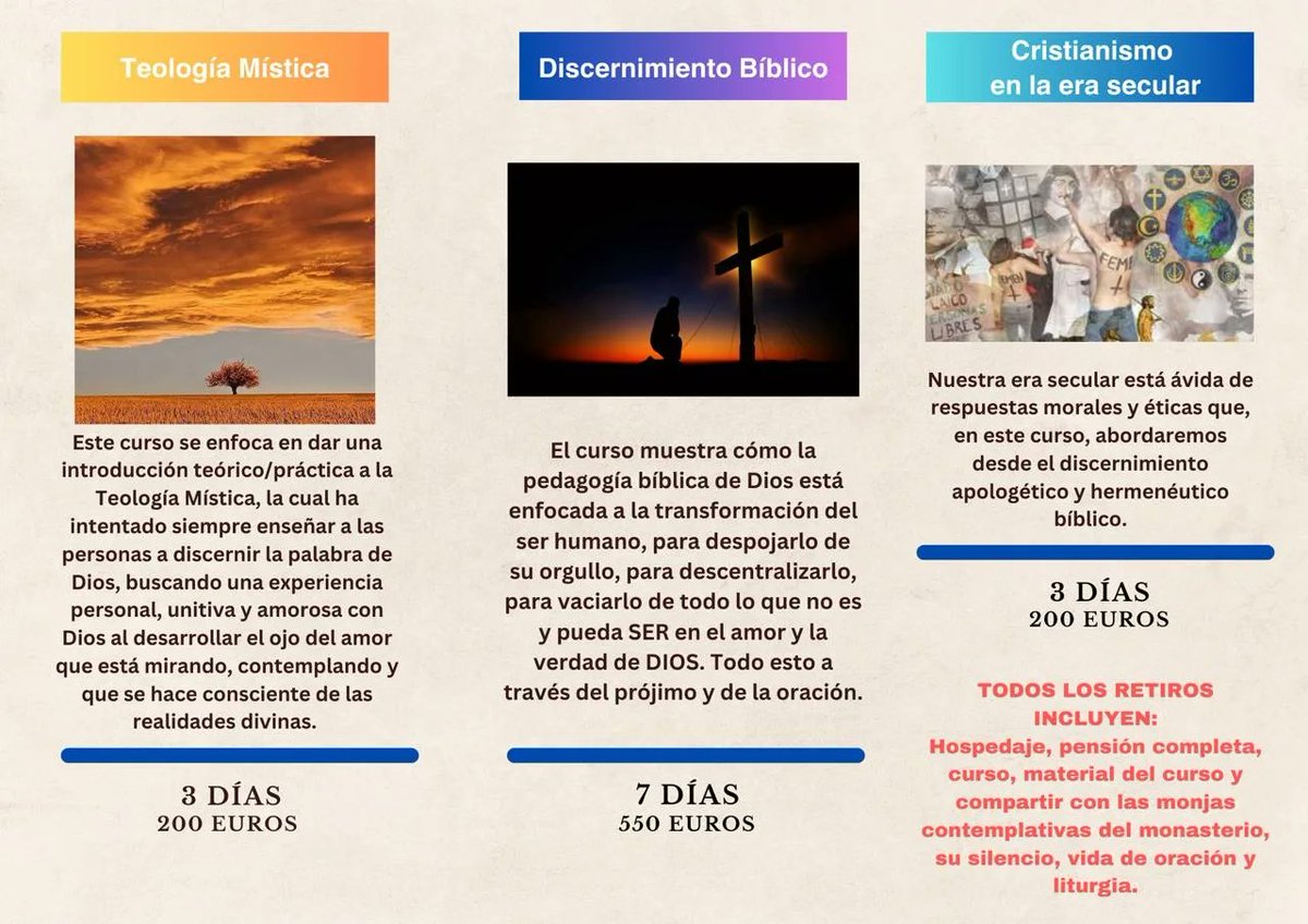 monjasdecarrizo's tweet photo. 👉¿Sabías que...? [...]

Los cursos de #DiscernimientoBíblico del 12-18, #TeologíaMística del 23-25  agosto y #DiscernimientoBíblico del 26-1 de SEPTIEMBRE, Están❗COMPLETOS❗

Entra e infórmate de próximas convocatorias.

#OraEtLabora #Trapenses #Cistercienses #IXSiglos https://t.co/Ahca9ulWwz