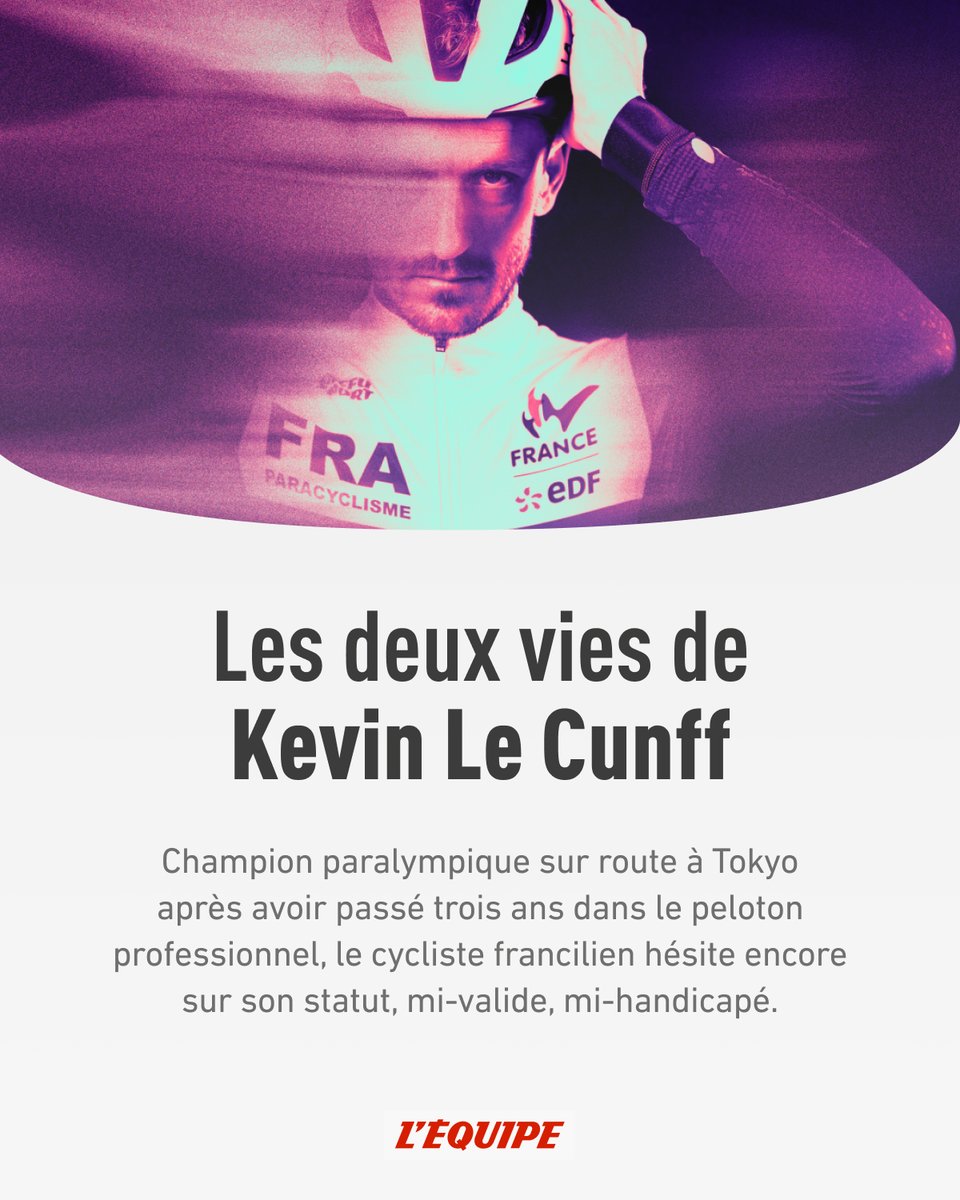 lequipe's tweet photo. Après trois ans dans le peloton des professionnels, Kevin Le Cunff est devenu champion paralympique de cyclisme sur route. Son témoignage > https://t.co/WoBToKZHGN https://t.co/1uC4xoChgO