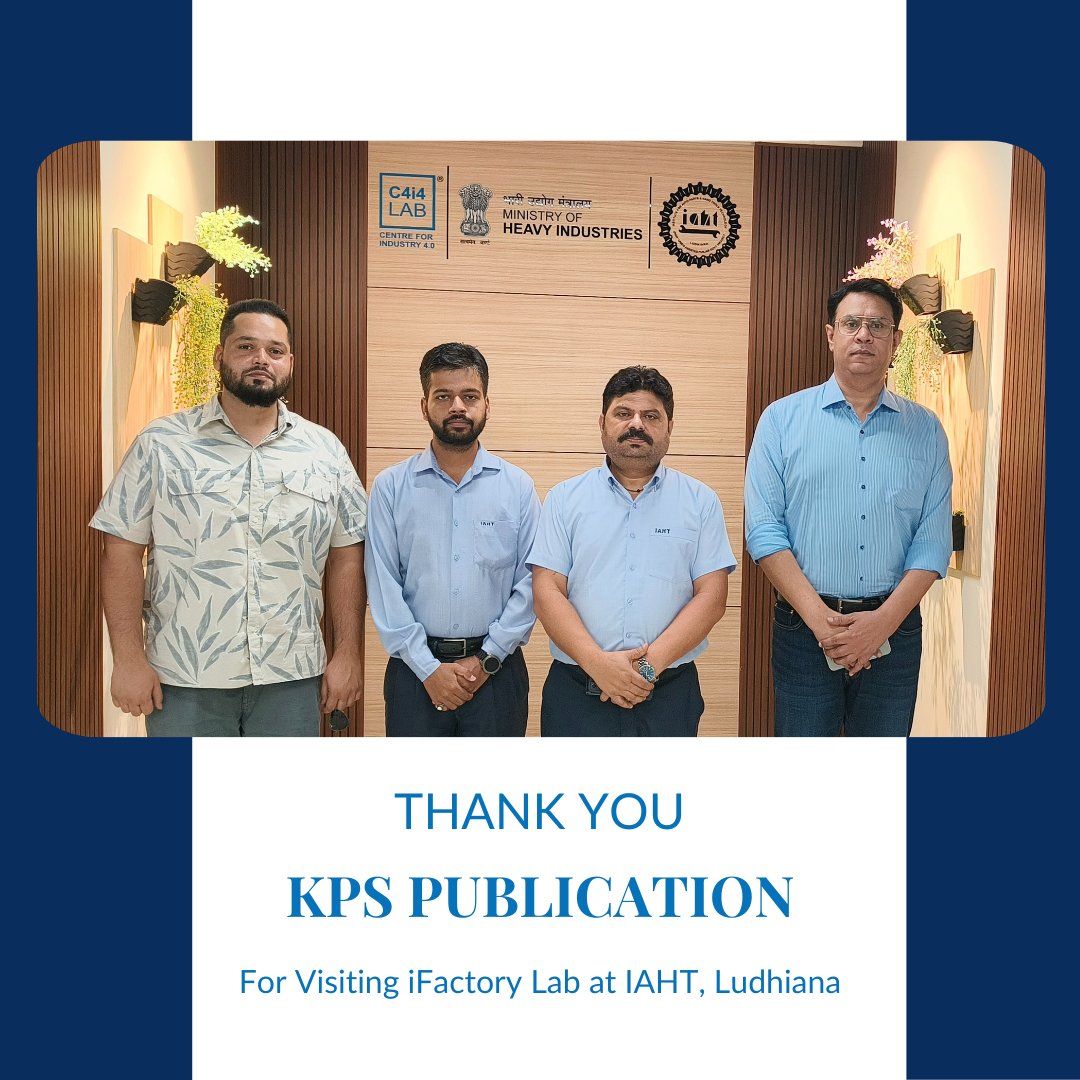 We recently had the honor of hosting Mr. Mandeep Chaudhary from KPS Publication at IAHT iFactory (I4.0) by <a href="/C4i4Lab/">C4i4 Lab</a>.
A big thank you to Mr. Chaudhary for his time and valuable insights. Looking forward to a future of collaboration and ground-breaking achievements!
#SmartFactory