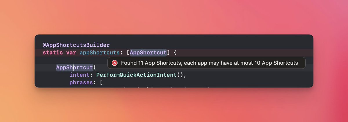 PerjanDuro's tweet image. I need help from my Shortcuts buddy @emcro. Have you faced this? #appIntents #ios18 #buildinpublic