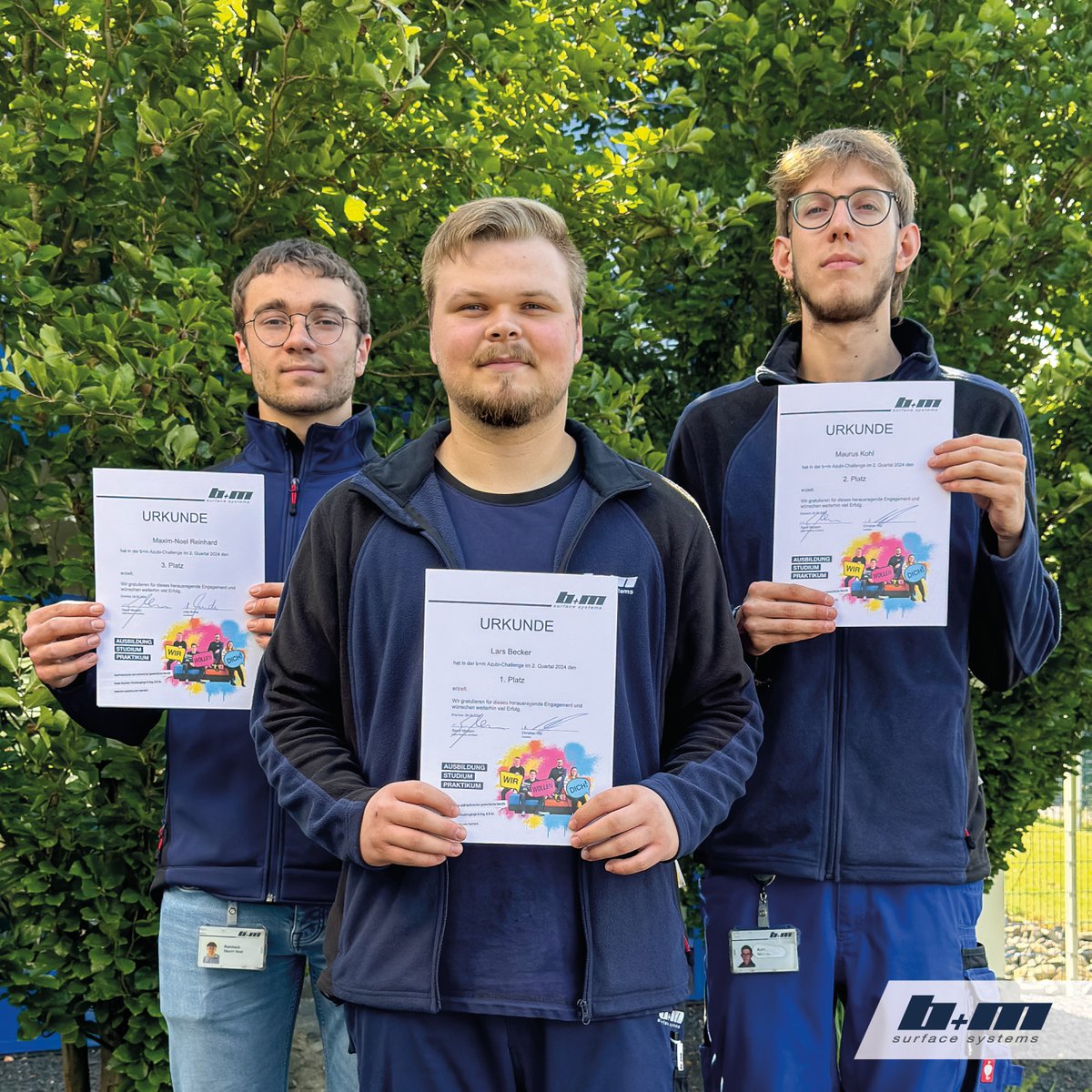 Mit Lars 🥇 Maurus 🥈 und Maxim-Noel 🥉 haben wir die nächsten Gewinner unserer #azubichallenge 🏆 Gratulation zu eurer tollen Leistung. 👏🥳 #bmsurfacesystems #bmsystems #ausbildung #karriere