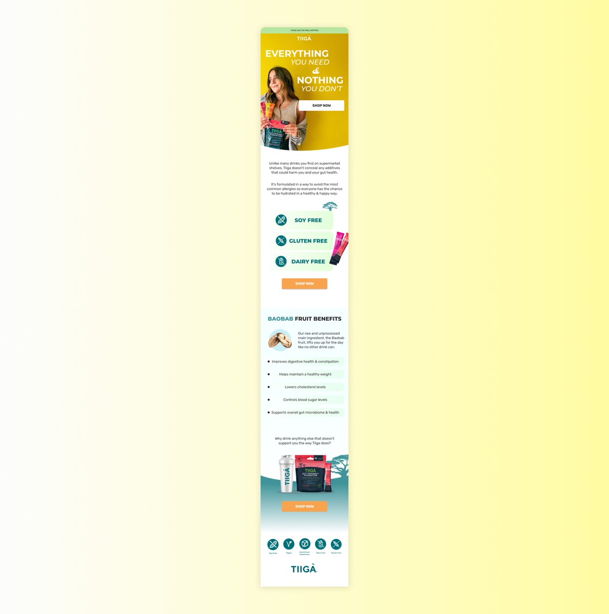 Recent email design for a hydration company.