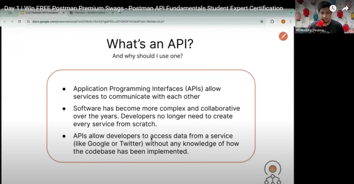 abhinandanraj2's tweet image. Learning about APIs with @ialimustufa at @letsupgrade_in 
@getpostman #PostmanStudent
Completed 1st day class.
Awesome 👍🏻