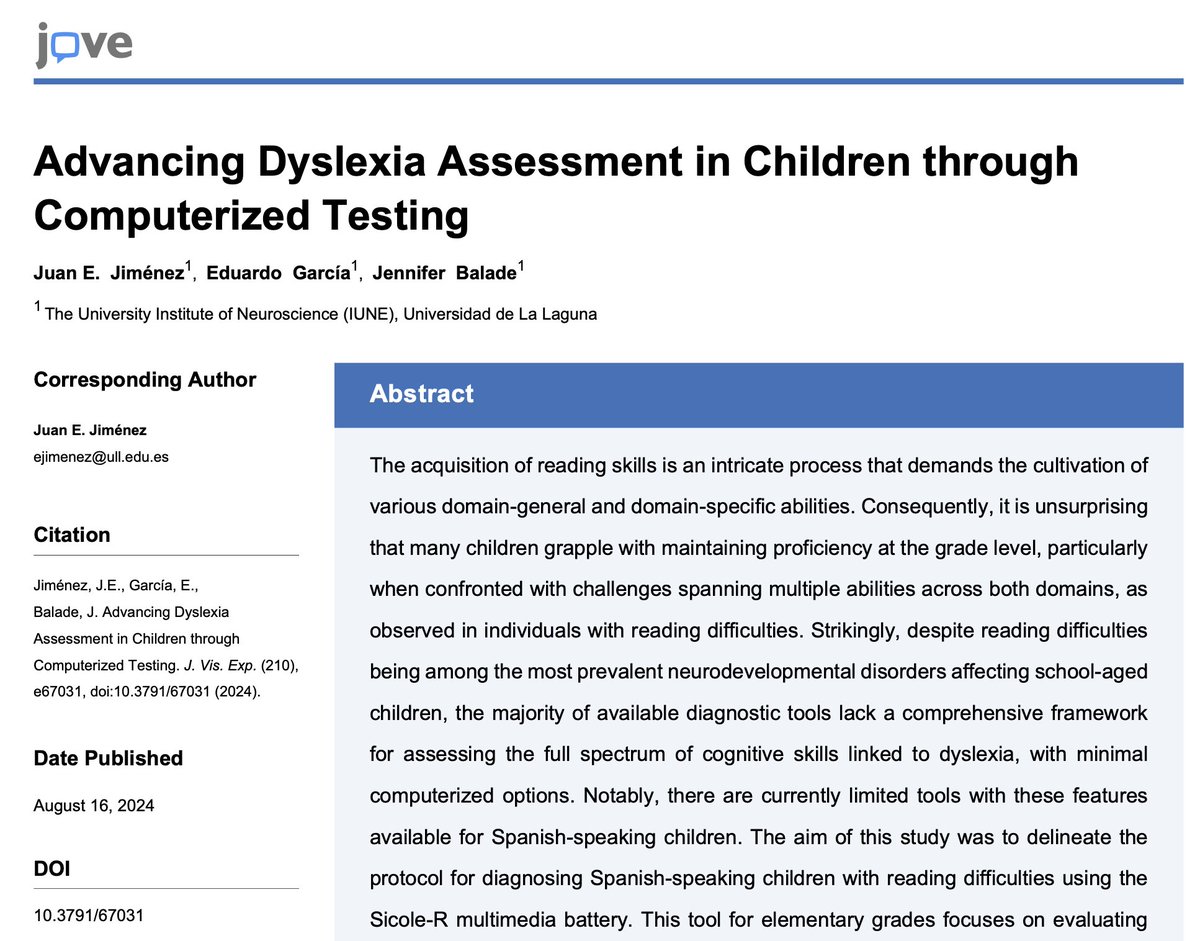 Hoy nos llega un artículo desde la Universidad de la Laguna sobre los avances en la evaluación de la dislexia en niños a través de pruebas informatizadas. Puedes leer este articulo (en inglés) en nuestra página web.

plataformadislexia.org/sicole-r-una-h…