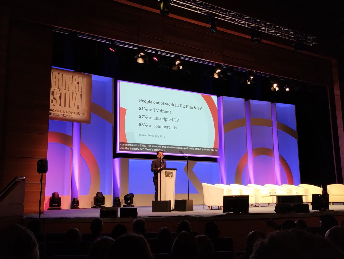 Bectu (@bectu) on Twitter photo Great to have our latest research on the state of the TV industry cited by <a href="/BBCRosAtkins/">Ros Atkins</a> to kick off day 2 of <a href="/EdinburghTVFest/">Edinburgh TV Festival</a>.
Workers must be top of the agenda as the industry looks ahead. We're looking forward to digging into these issues later today and across the festival. Great to have our latest research on the state of the TV industry cited by <a href="/BBCRosAtkins/">Ros Atkins</a> to kick off day 2 of <a href="/EdinburghTVFest/">Edinburgh TV Festival</a>.
Workers must be top of the agenda as the industry looks ahead. We're looking forward to digging into these issues later today and across the festival.