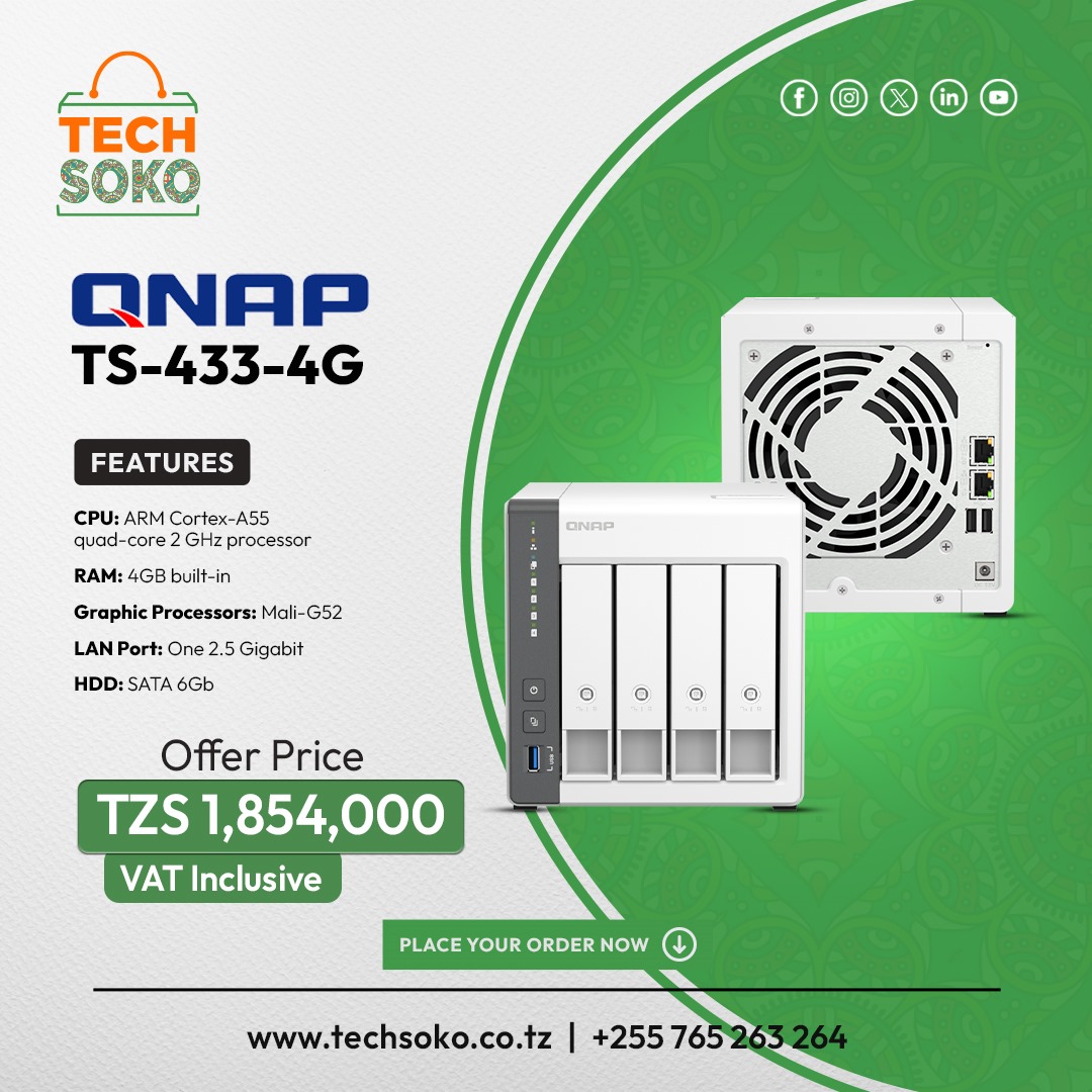 techsokotz's tweet image. Unleashing the Power of NAS Storage TS-433: A Digital Haven for All Your Data!

Contact Us For More Information;
🌐 techsoko.co.tz
☎️ +255 (0) 765 263 264

#Networkstorage #nas #computernetwork
#storageserver #data #offer #daressalaam #Tanzania