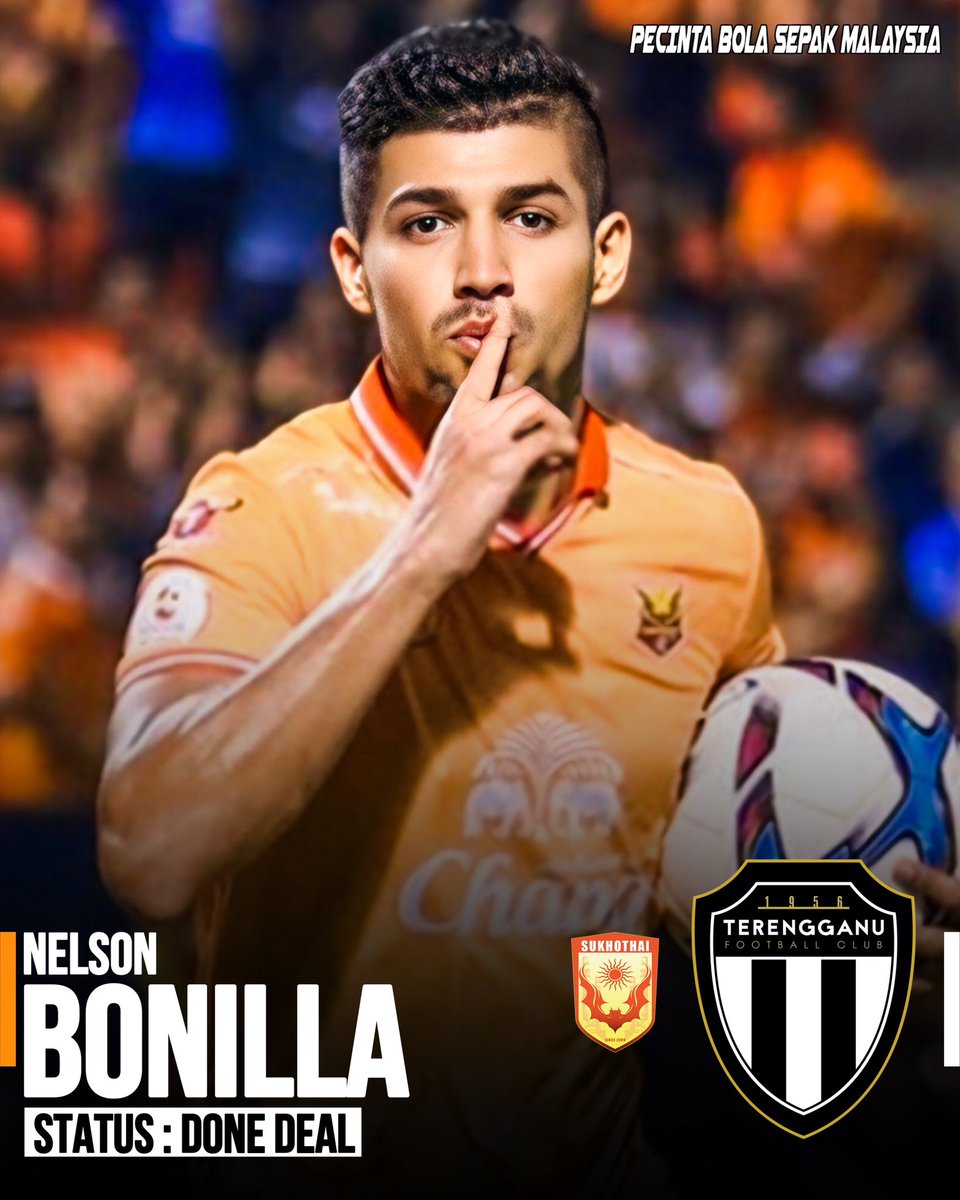 Welcome to TFC Nelson Bonilla !

Penyerang baharu skuad Terengganu dijangka akan diperkenalkan pada malam ini di Stadium Sultan Mizan Zainal Abidin. Beliau sebelum ini beraksi di Liga Thailand 🇹🇭 bersama Sukhothai FC.

Rugi korang tak tekan ni👇
vt.tiktok.com/ZSYEaE74j/