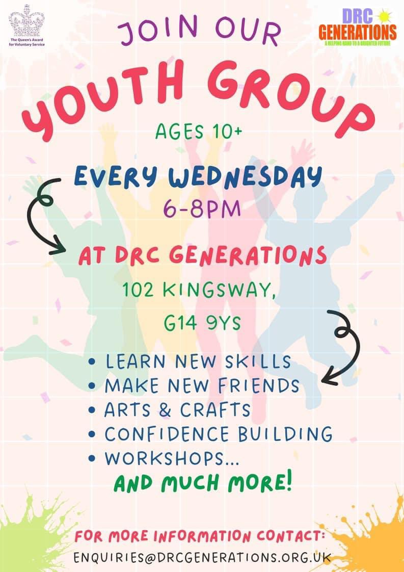 DRC Generations (@drcgenerations) on Twitter photo YOUTH GROUP IS BACK ❤️
It would be greatly appreciated if local schools & organisations would share this post to those who may be interested 🎨
<a href="/scotstoun/">Scotstoun Primary</a> <a href="/stpaulwhiteinch/">St Paul's Primary School</a> <a href="/WhiteinchPri/">Whiteinch Primary School</a> <a href="/StBrendansYoker/">St Brendans Primary</a> <a href="/Blairdardiepri/">Blairdardie Primary School</a> <a href="/ClydePrimary/">Clyde Primary</a> <a href="/CorpusChristi_K/">Corpus Christi PS</a>
#whatsonG13 #whatsonG14 YOUTH GROUP IS BACK ❤️
It would be greatly appreciated if local schools & organisations would share this post to those who may be interested 🎨
<a href="/scotstoun/">Scotstoun Primary</a> <a href="/stpaulwhiteinch/">St Paul's Primary School</a> <a href="/WhiteinchPri/">Whiteinch Primary School</a> <a href="/StBrendansYoker/">St Brendans Primary</a> <a href="/Blairdardiepri/">Blairdardie Primary School</a> <a href="/ClydePrimary/">Clyde Primary</a> <a href="/CorpusChristi_K/">Corpus Christi PS</a>
#whatsonG13 #whatsonG14