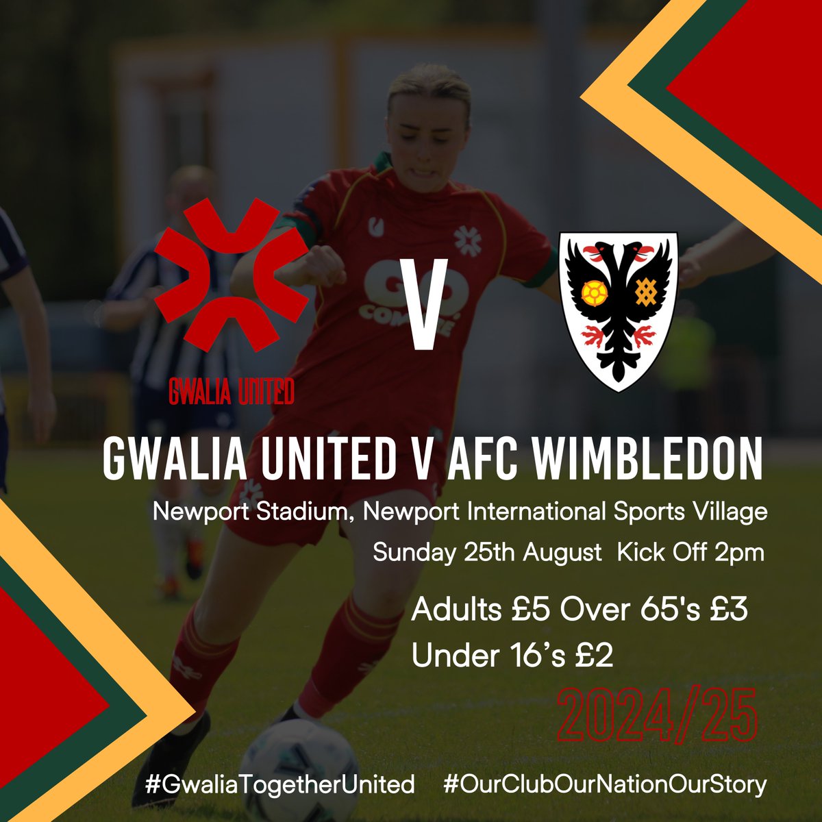 Gwalia United (@gwaliaunited) on Twitter photo 🏠Next up, it’s our first home game of the 24/25 season as we welcome AFC Wimbledon to Newport Stadium.
🆚 <a href="/afcw_women/">AFC Wimbledon Women</a>
📆 25/08/2024
⏰ 2pm
🏟️ Newport Stadium
🎟️ ticketsource.co.uk/gwaliaunited
#OurClubOurNationOurStory #GwaliaTogetherUnited 🏠Next up, it’s our first home game of the 24/25 season as we welcome AFC Wimbledon to Newport Stadium.
🆚 <a href="/afcw_women/">AFC Wimbledon Women</a>
📆 25/08/2024
⏰ 2pm
🏟️ Newport Stadium
🎟️ ticketsource.co.uk/gwaliaunited
#OurClubOurNationOurStory #GwaliaTogetherUnited
