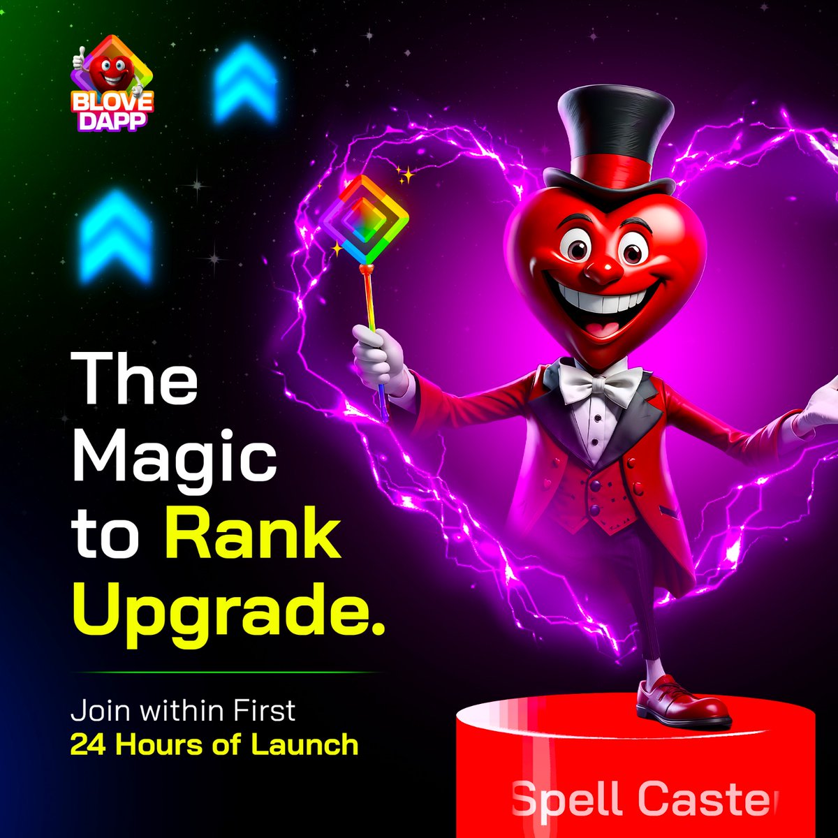 BlovDApp's tweet photo. Ready for Some Magic❓
Join BLove DApp within the first 24 hours and watch your rank soar from Charmer to Spell Caster!

No quests, no referrals, just pure magic. 
Get ready to dominate! 🪄

BLove DApp is launching soon! 🔜

#blvtoken #bficoin #news #bitcoin #bnb #PiNetwork https://t.co/M8SxG0CV1r