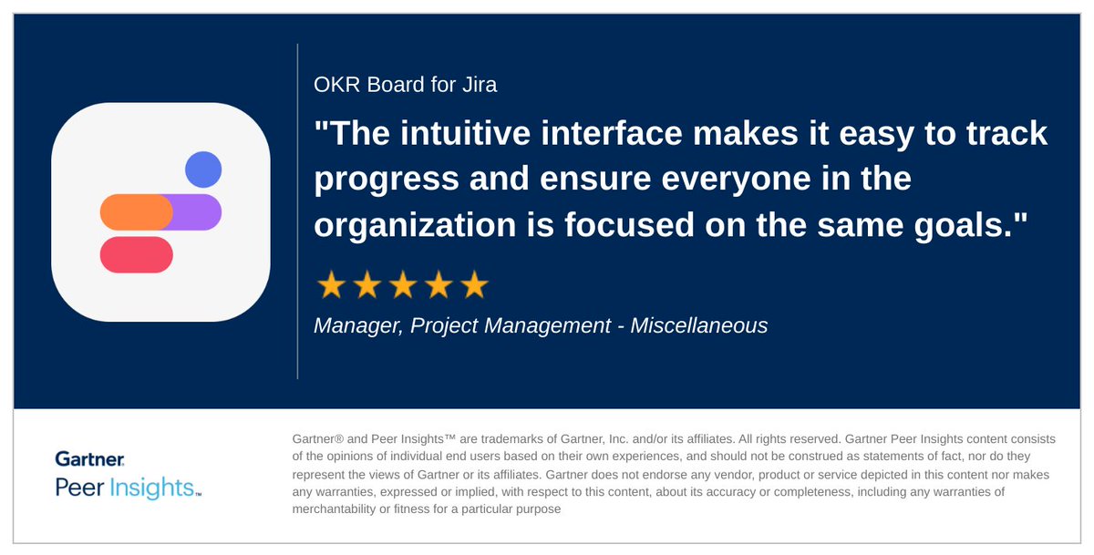 oboardio's tweet photo. Achieving #OKRs should be challenging, but tracking them doesn’t have to be. Connect your OKRs to Jira issues, and let our OKR Board for Jira handle the rest 🪄

📢 Hear more from our customers on Gartner:
https://t.co/Ld3l3AXkIg

#okr #okrsoftware #okrsoftwarereviews https://t.co/VPXlfiqis1