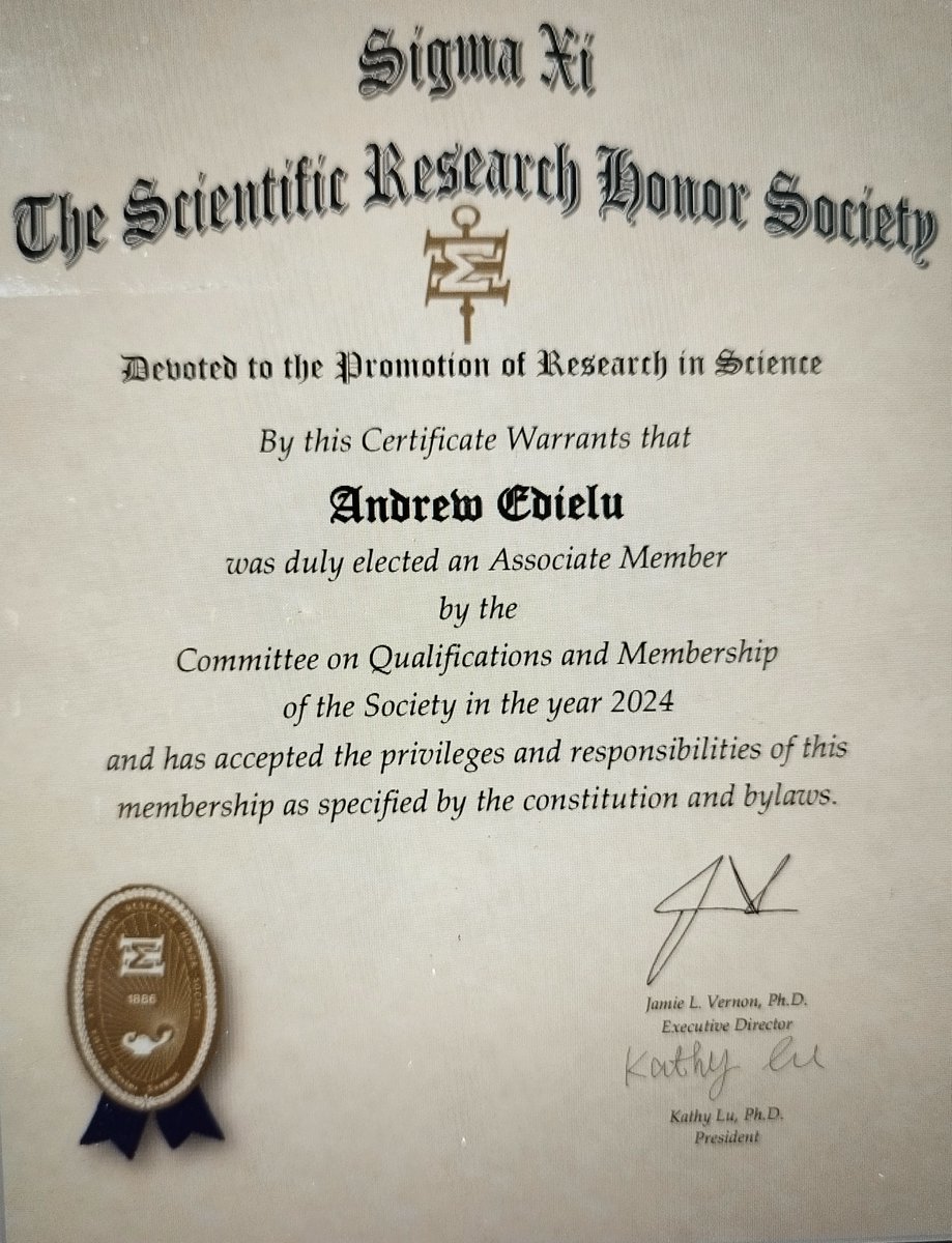 Honoured to have been invited and inducted into the <a href="/SigmaXiSociety/">SigmaXi</a> scientific honor society. Immensely proud ro be listed alongside Albert Einstein, a previous member.
Some work done, so much more to do!