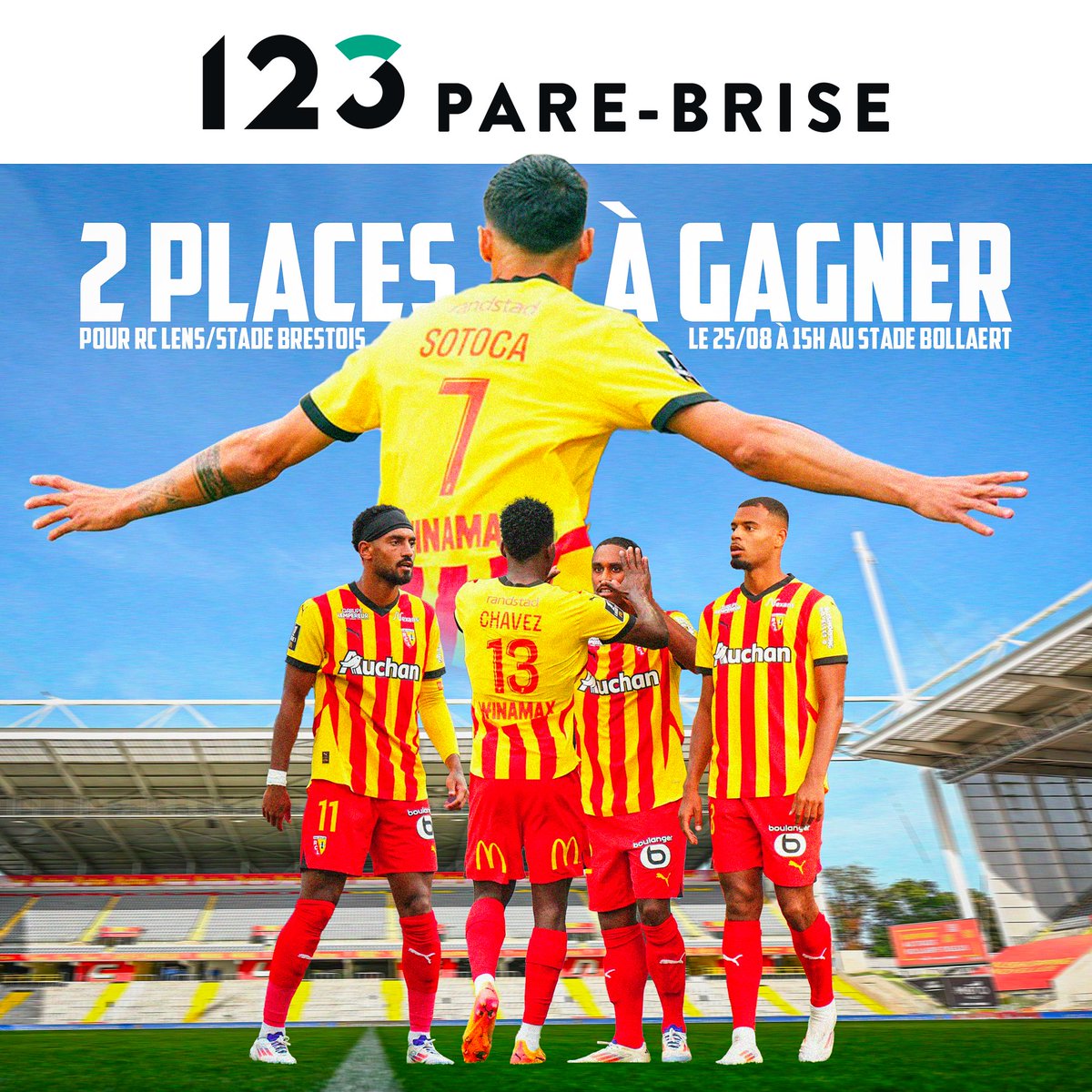 Ne manquez pas la première à domicile du #RCLens cette saison, on a 2 places pour vous ! 🥳

Pour participer :

1⃣ RT + Follow <a href="/123PareBrise/">123 Pare-Brise aime le sport</a>
2⃣ Identifier un(e) ami(e) en commentaire

Bonne chance à tous 🍀
TAS le 23/08.

#RCLSB29 #Ligue1 #Ligue1McDonalds #Concours