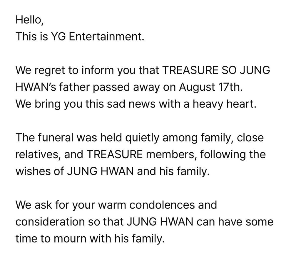 YJHRTFILES_'s tweet photo. sending our deepest condolences to junghwan and family 🫂 https://t.co/sNIs4WfGK9