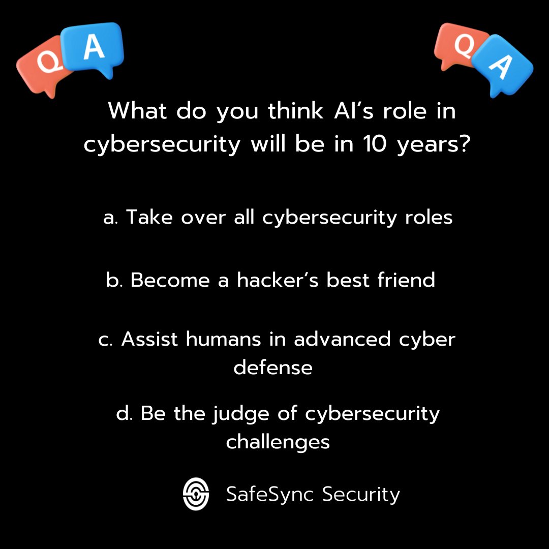 safesync_social's tweet photo. 🛡️ AI in cybersecurity: Friend or Foe? 🤖 From aiding defenses to potentially empowering hackers, the next decade will be crucial. What do you think? Join the conversation with SafeSync Security!
#CyberSecurity #AI #safesyncsecurity #techtrends #AIpentesting #AIsecurity https://t.co/NUgVa8mdix