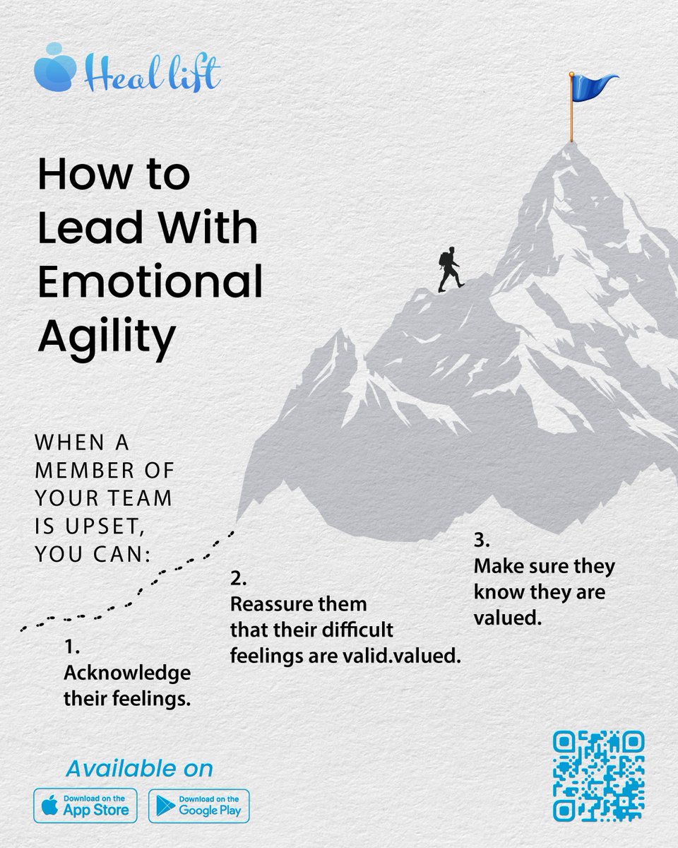 HealLift_'s tweet photo. Emotional agility is the secret ingredient to a resilient and high-performing team. By recognizing and managing our emotions, we create a supportive environment where everyone can thrive. 
#EmotionalAgility #TeamSuccess #Leadership https://t.co/bD1PTDXS2V