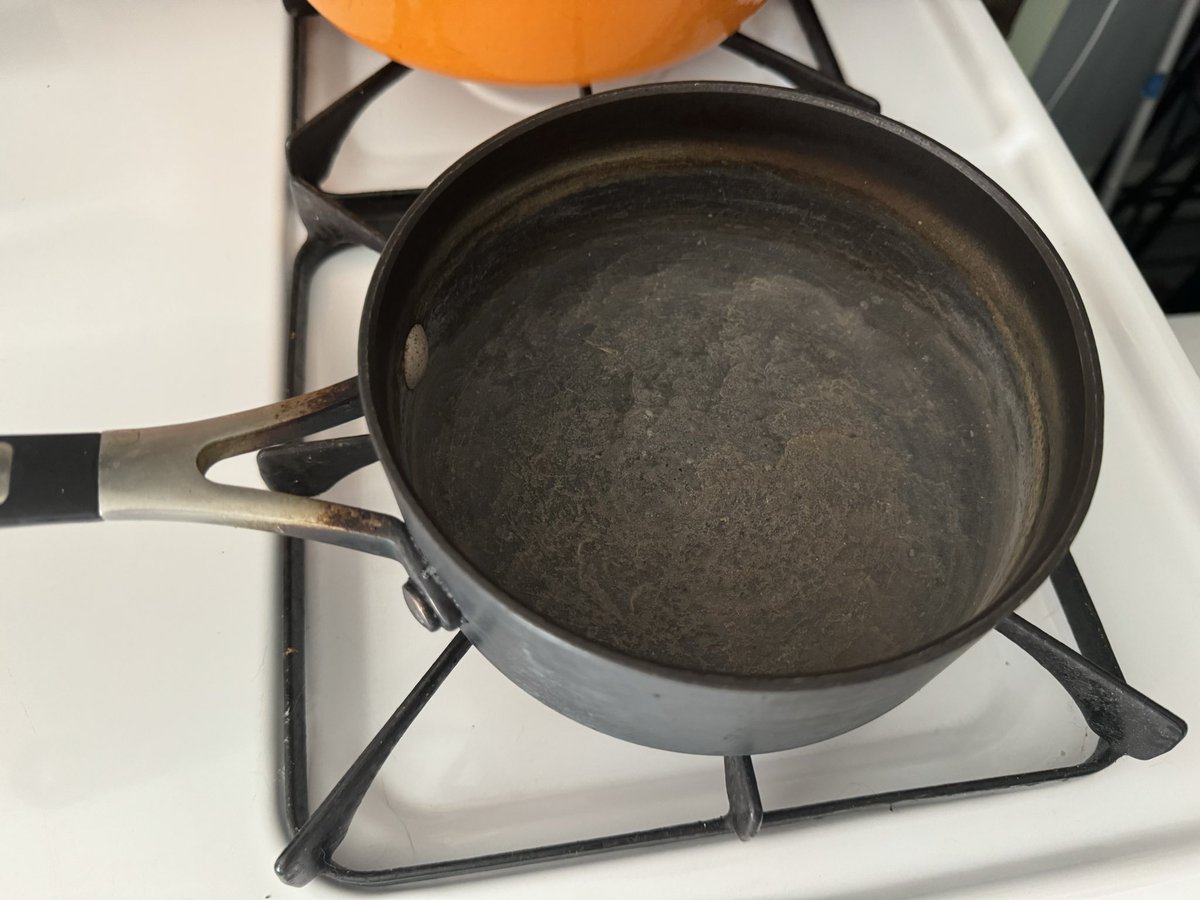 This is a case where life imitates art.  While I’m promoting our new song “Lipstick”, which has a line in the song “I left a burner on this morning and I burned the bottom of my favorite pan”, this happened.  For real, reply and/or post a photo if this has ever happened to you!