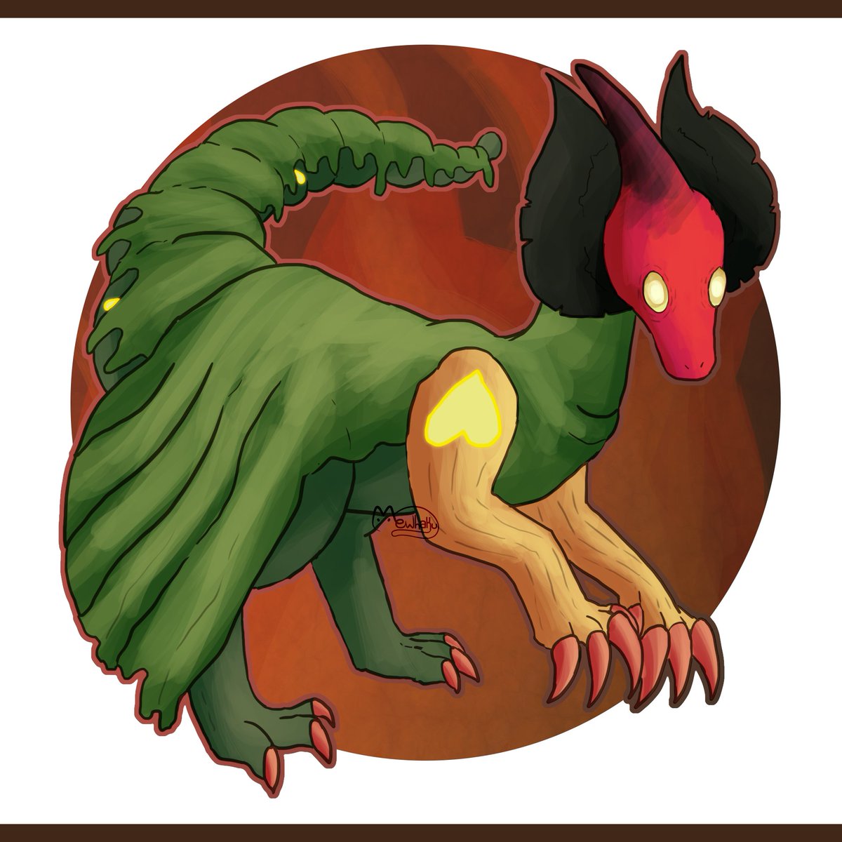 thecatscache's tweet photo. DeviantArt link / cardd / com info in bio! From Art Fight- of the Flatwoods Monster Paralogos! #fantasyart #fantasyartwork #paralogos #worldoflingua #arpg #lingua #lorekeeper #oc #personalcharacter #closedspecies #whiffling #flatwoodsmonster #cryptid https://t.co/NgMb7m4GOI